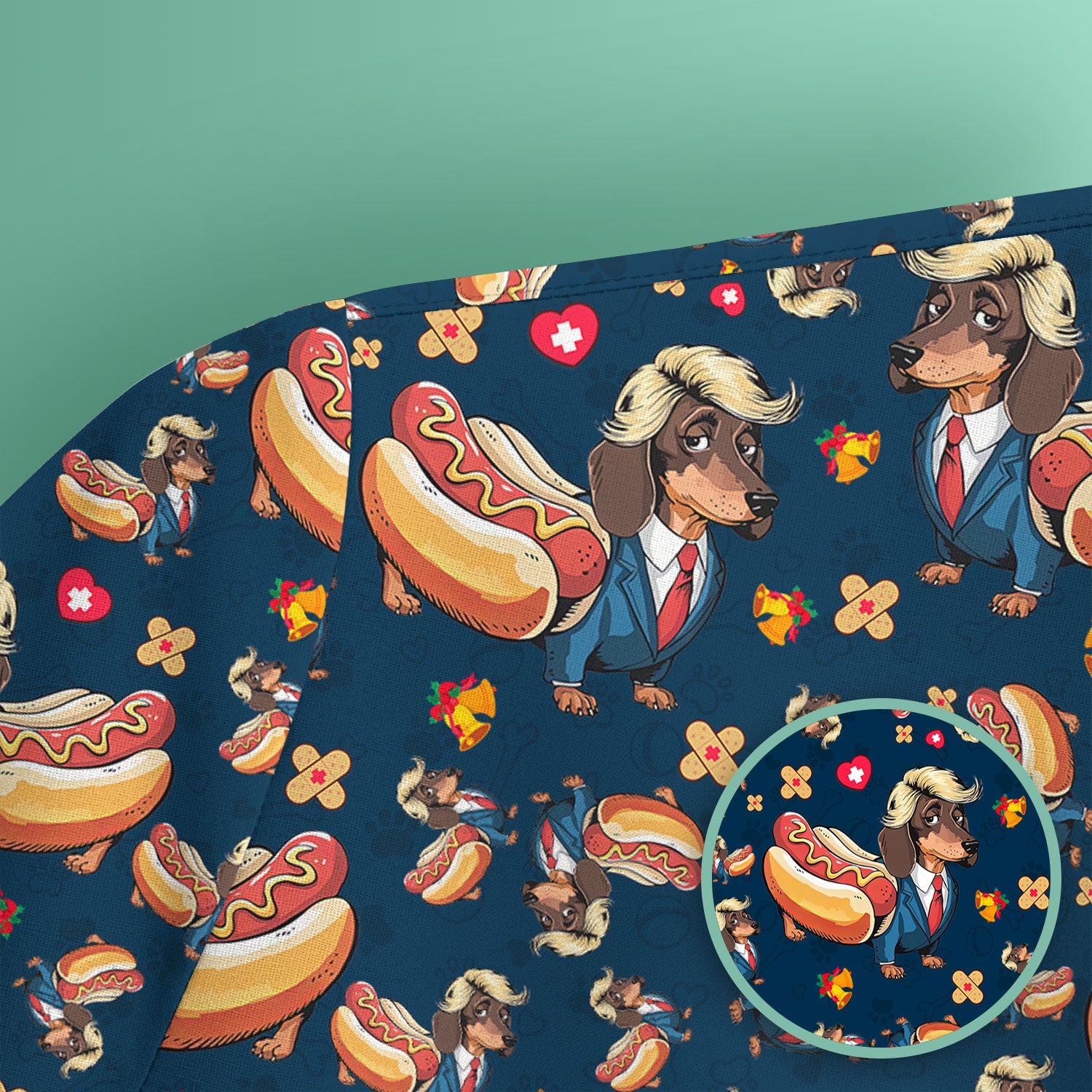 They're Eating The Dogs - Funny Dachshund Hot Dog Scrub Top - Hilarious Medical Uniform