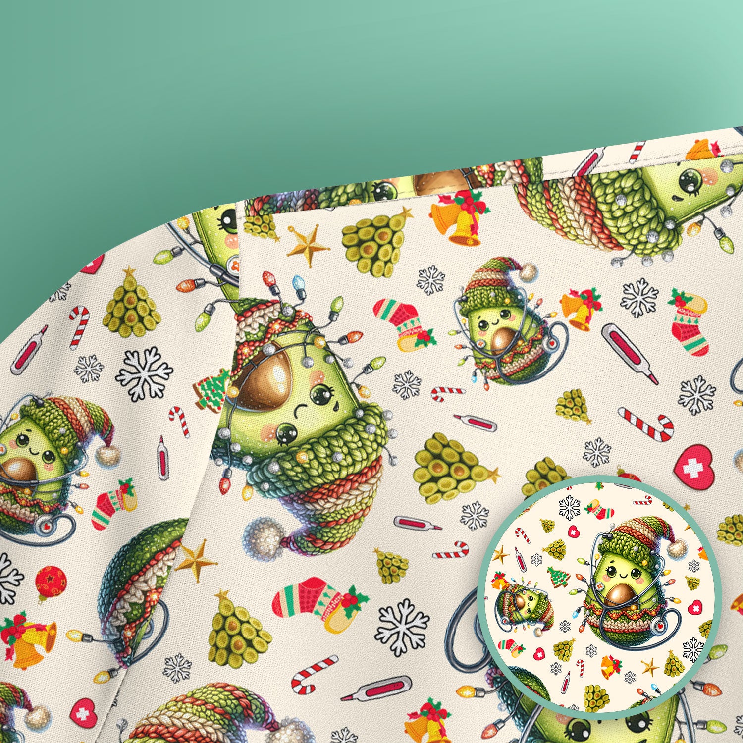 Avocado Scrub Top for Nurse - Funny Christmas Nursing Shirt - Cute Holiday Medical Uniform for Women RN LPN CNA