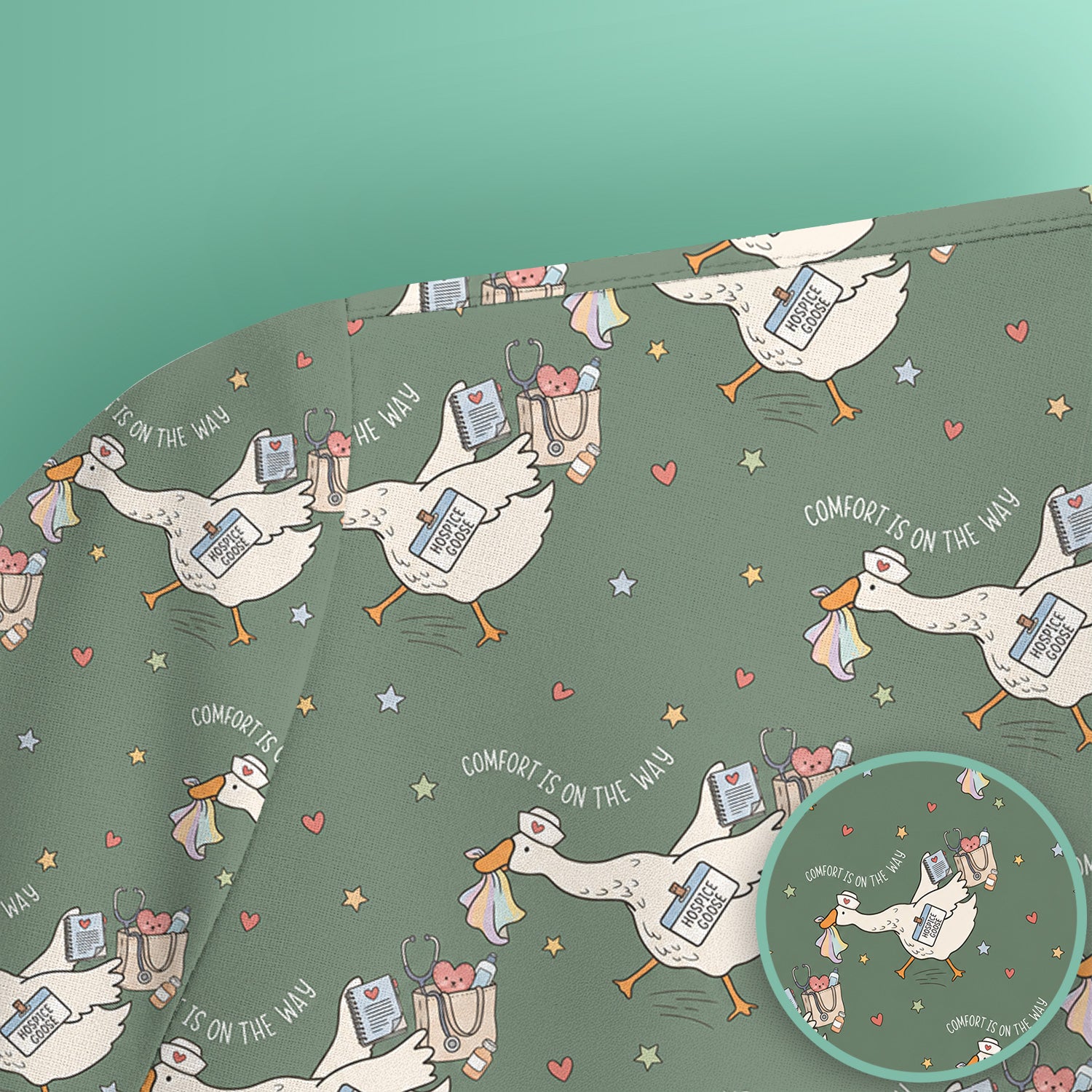 Cute Comfort Is On The Way Goose Scrub Top, Comfortable Scrubs for Nurses