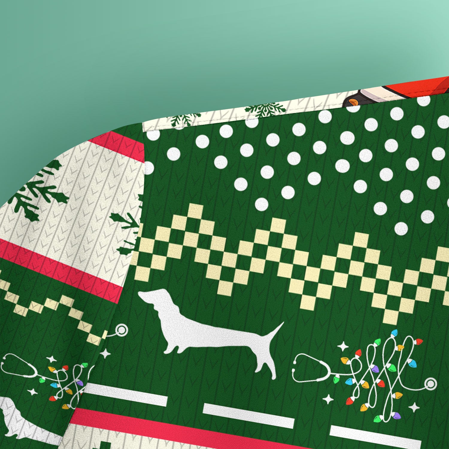 Wiener Dog Through The Snow Christmas Scrub Top - Cute Dachshund Nurse Shirt - Funny Holiday Medical Uniform