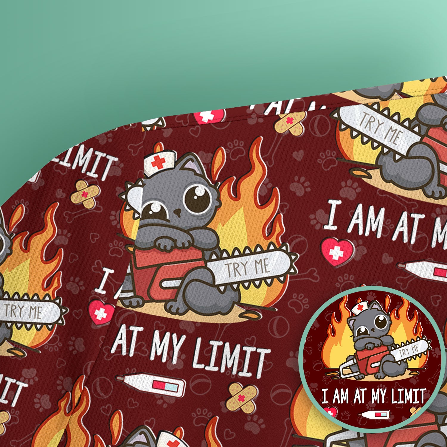Funny Nurse Cat I Am At My Limit Scrub Top, Comfortable Scrubs for Nurses