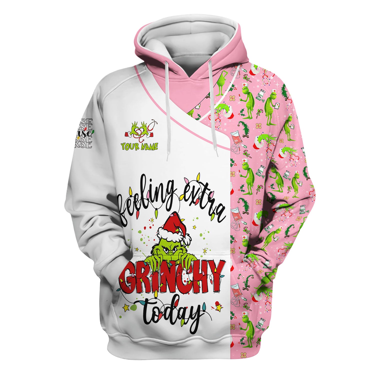 Personalized Grinch Nurse Scrub Top - Funny Christmas Scrub Shirt Multi Color - Feeling Extra Grinchy Today Holiday Nursing Gift
