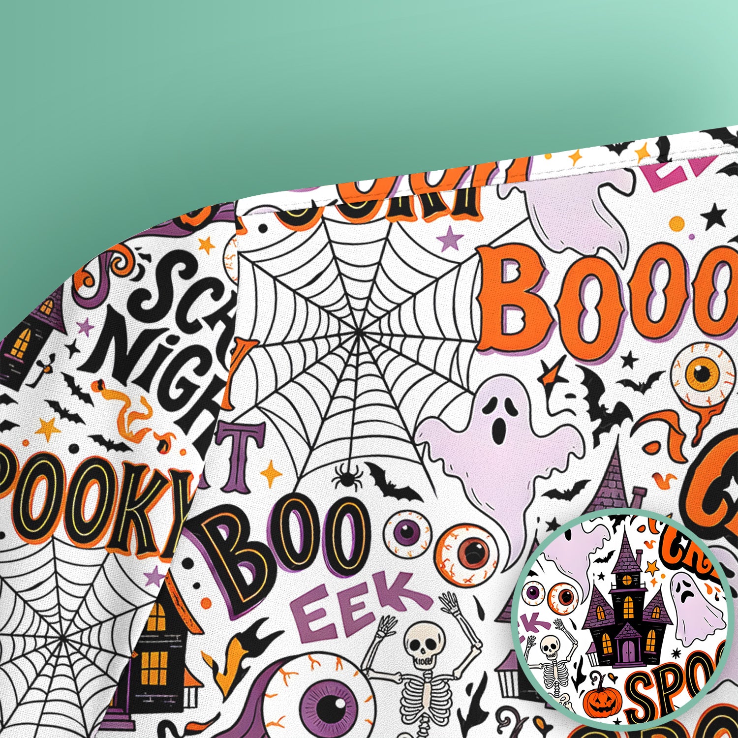 Spooky Halloween Haunted House Typography Scrub Top, Comfortable Scrubs for Nurses