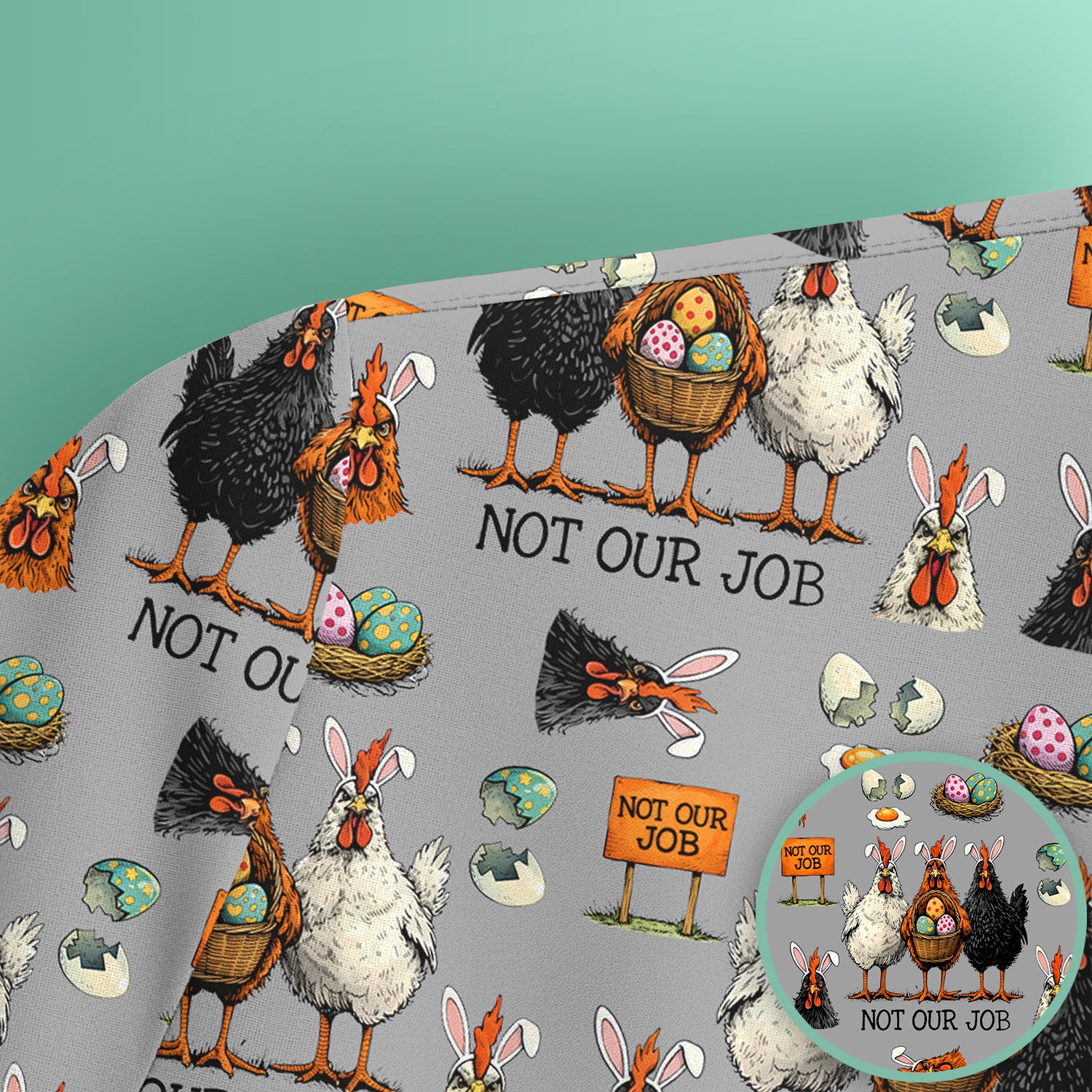 Funny Easter Chicken Humor Pattern Scrub Top, Comfortable Scrubs for Nurses