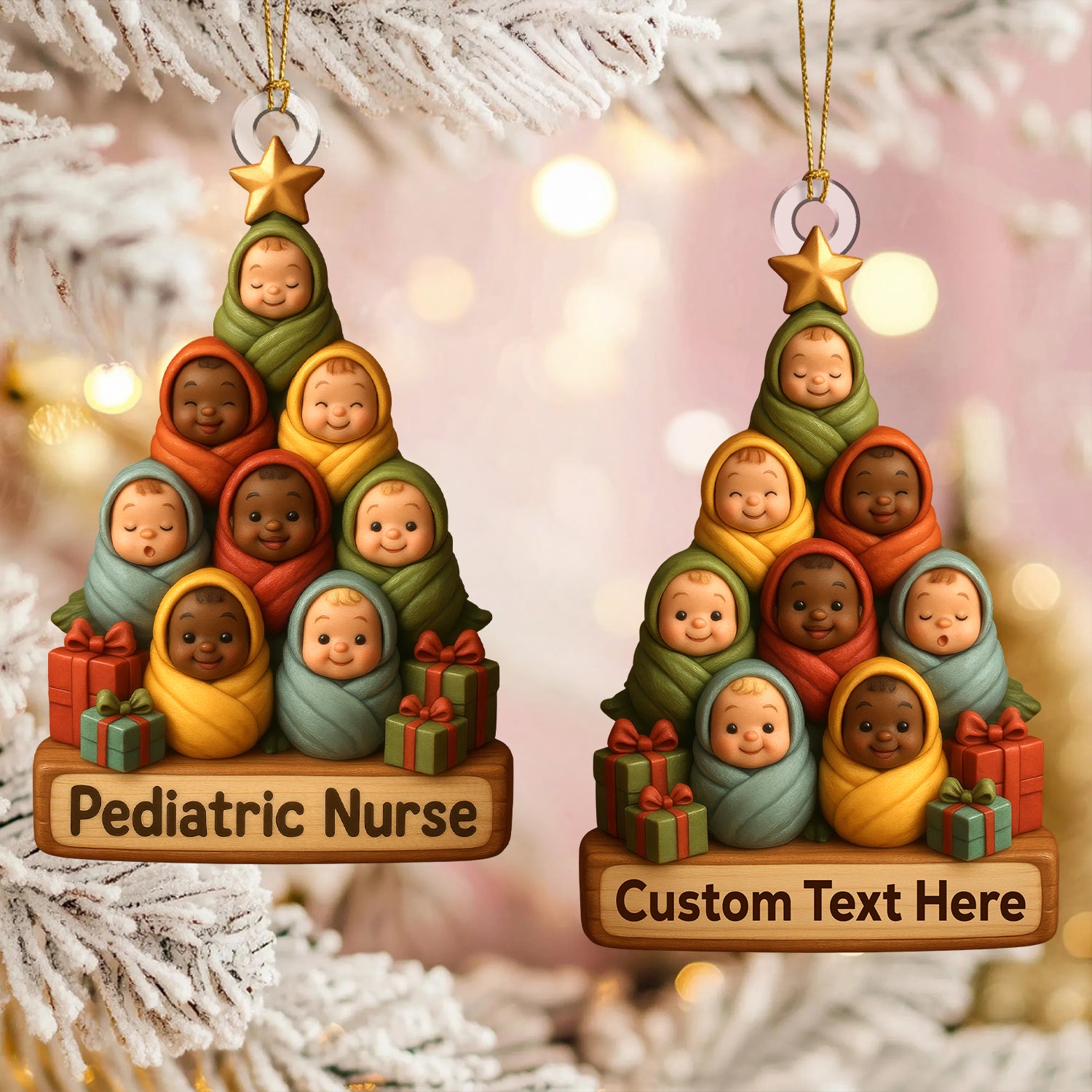 Personalized Pediatric Nurse Christmas Ornament , Nursing Ornament With Custom Name, Nurse Xmas RN Gift