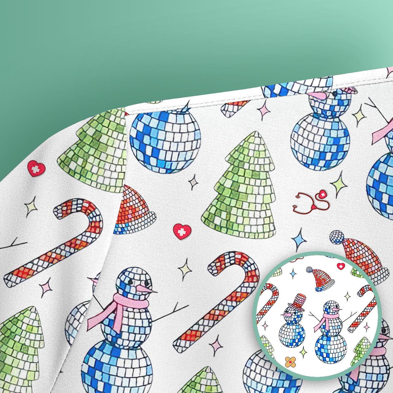 Funny Snowman Scrub Top for Women - Breathable Fabrics Med Uniform - Comfortable Scrubs for Nurses - Christmas Gift for LPN CNA RN