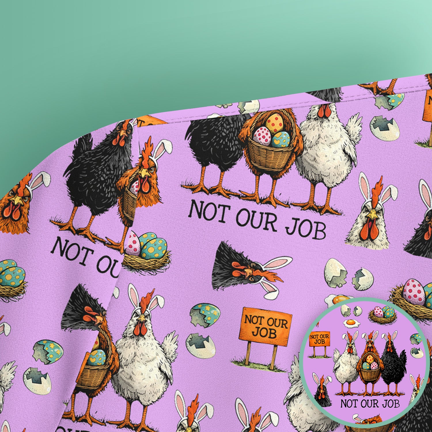 Funny Easter Chicken Humor Pattern Scrub Top, Comfortable Scrubs for Nurses