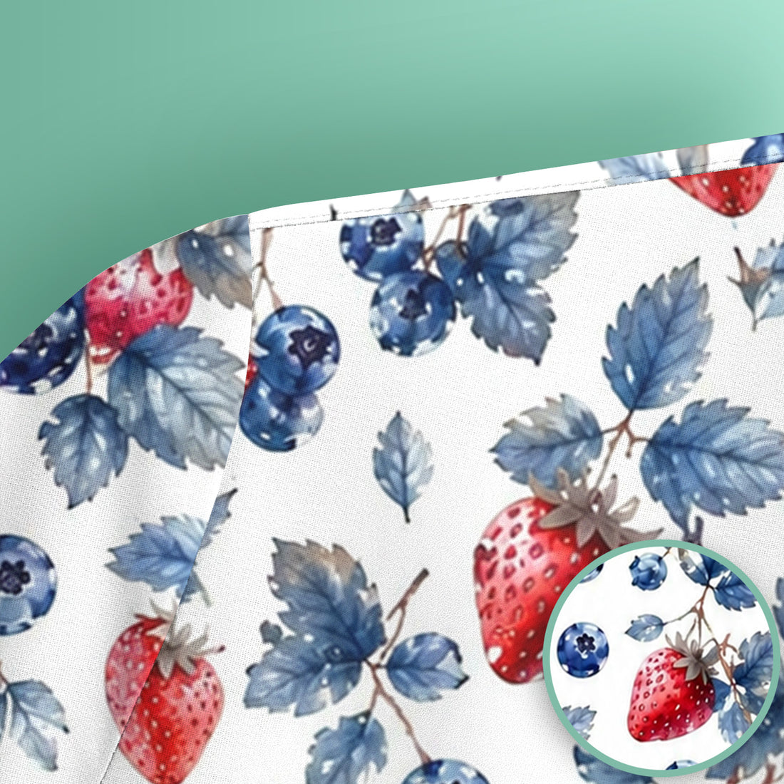 Cute Strawberry & Blueberry Leaf Pattern Scrub Top, Comfortable Scrubs for Nurses