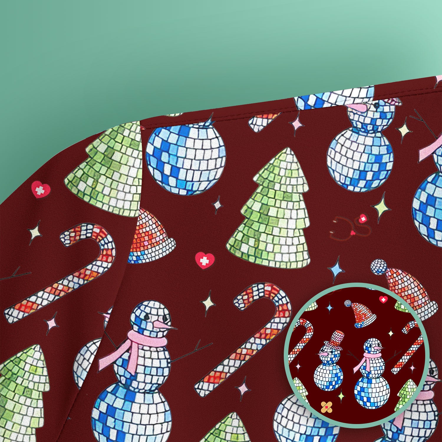 Funny Christmas Snowman Scrub Top for Women - Breathable Fabrics Med Uniform - Comfortable Scrubs for Nurses - Xmas Gift for Her