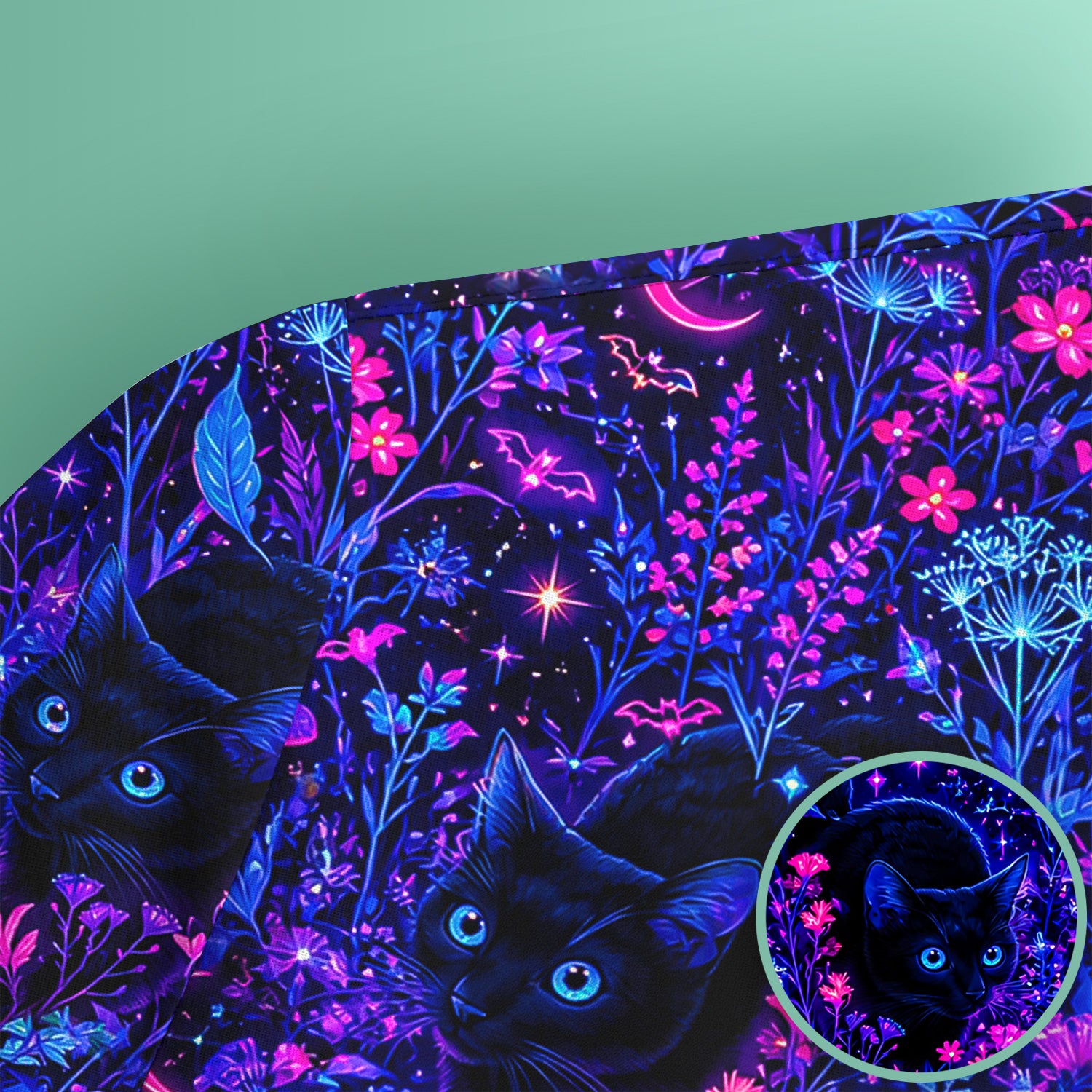 Spooky Black Cat Garden Pattern Scrub Top, Comfortable Scrubs for Nurses
