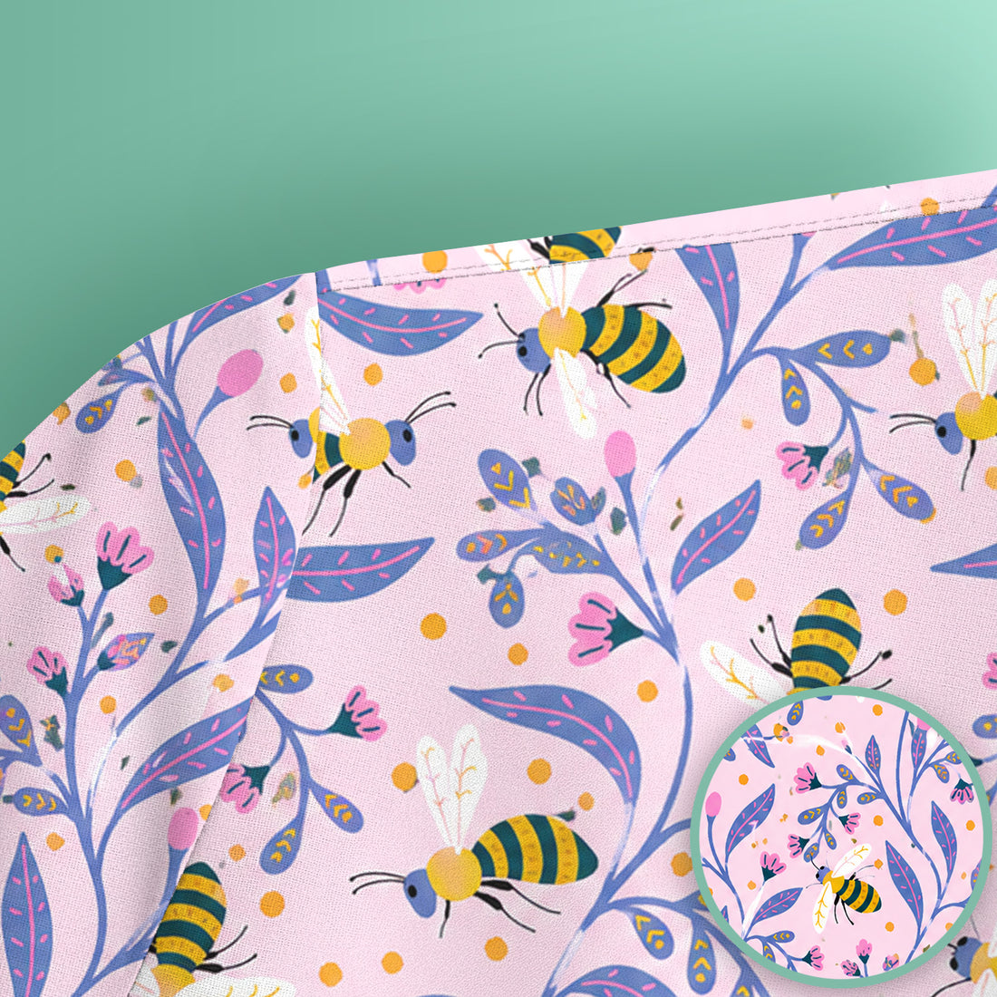 Cute Bumble Bee Floral Pattern Scrub Top, Comfortable Scrubs for Nurses