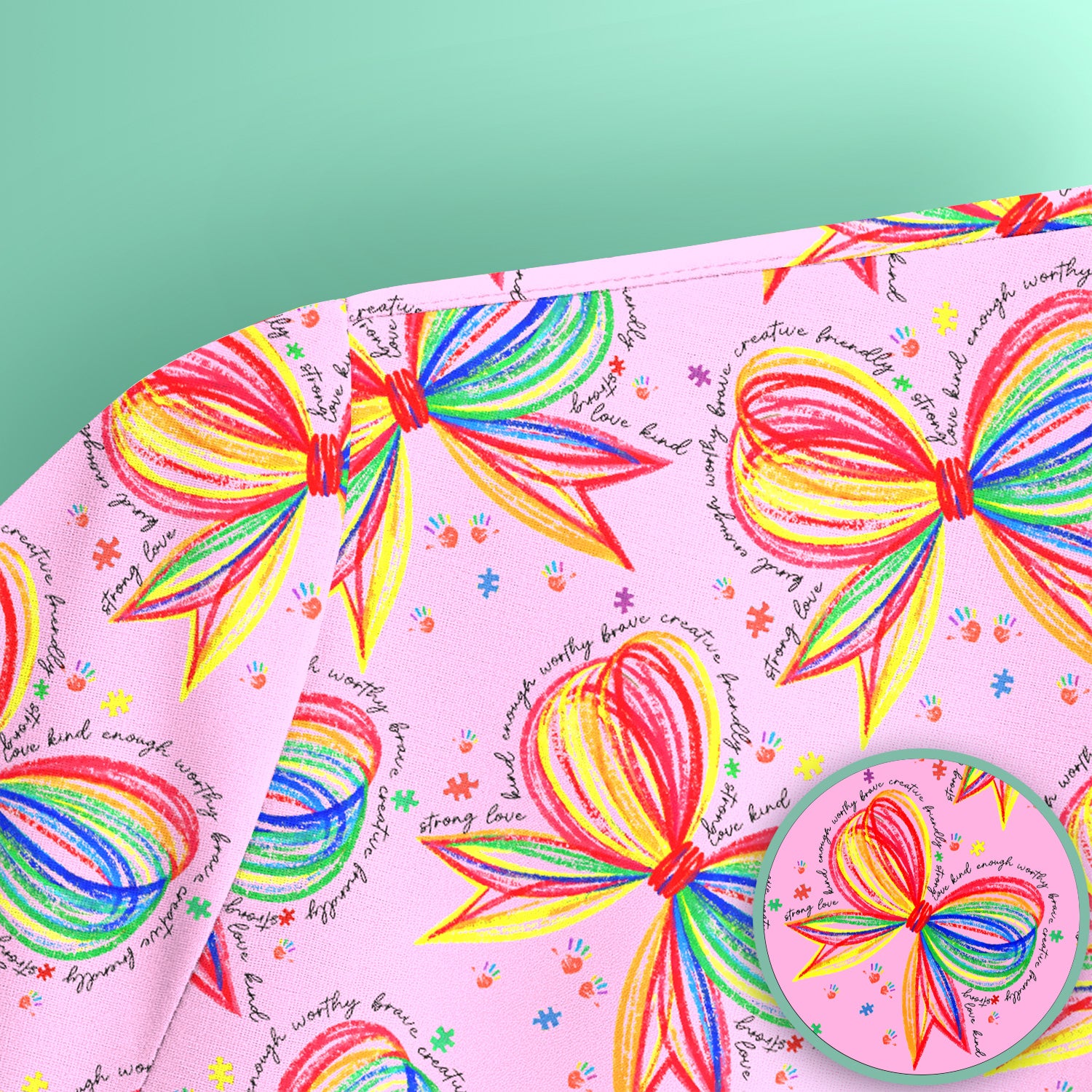 Colorful Rainbow Bow Pattern Scrub Top, Comfortable Scrubs for Nurses
