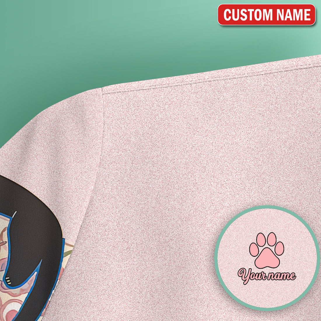 Custom Name Pink Floral Nurse Shirt, Personalized Black Cat Scrub Top For Women, Breathable Fabrics Nursing Uniform