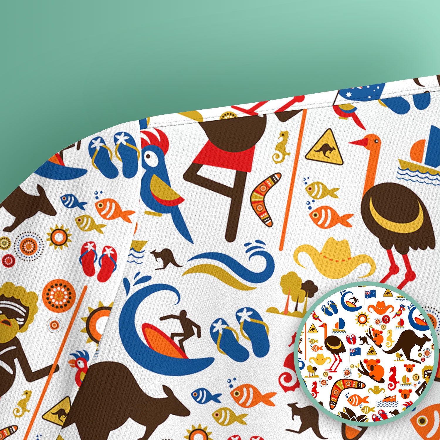 Indigenous Inspired Icon Scrub Top, Australia Culture Pattern Nurse Shirt, Comfortable Scrubs For Nursing