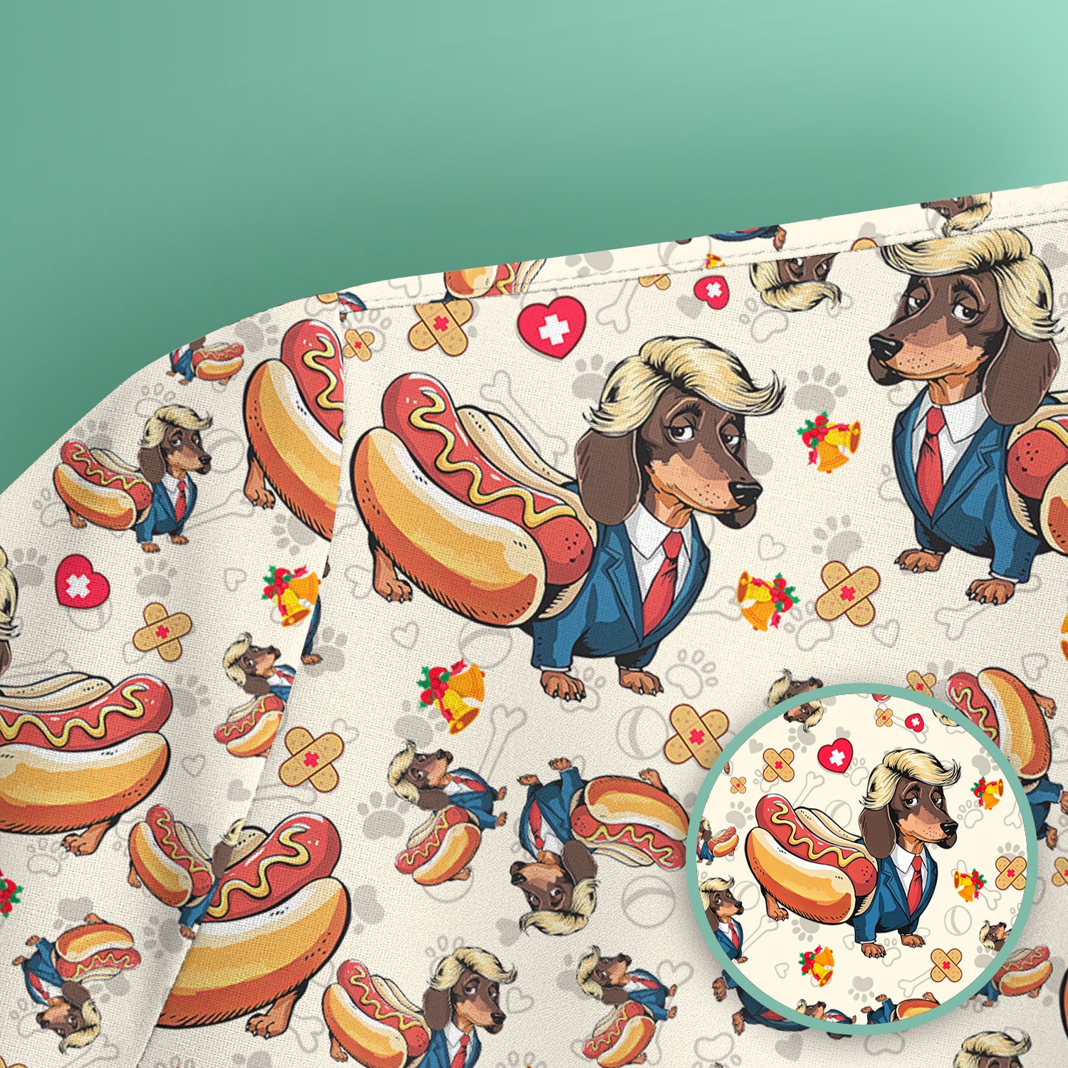 They're Eating The Dogs - Funny Dachshund Hot Dog Scrub Top - Hilarious Medical Uniform