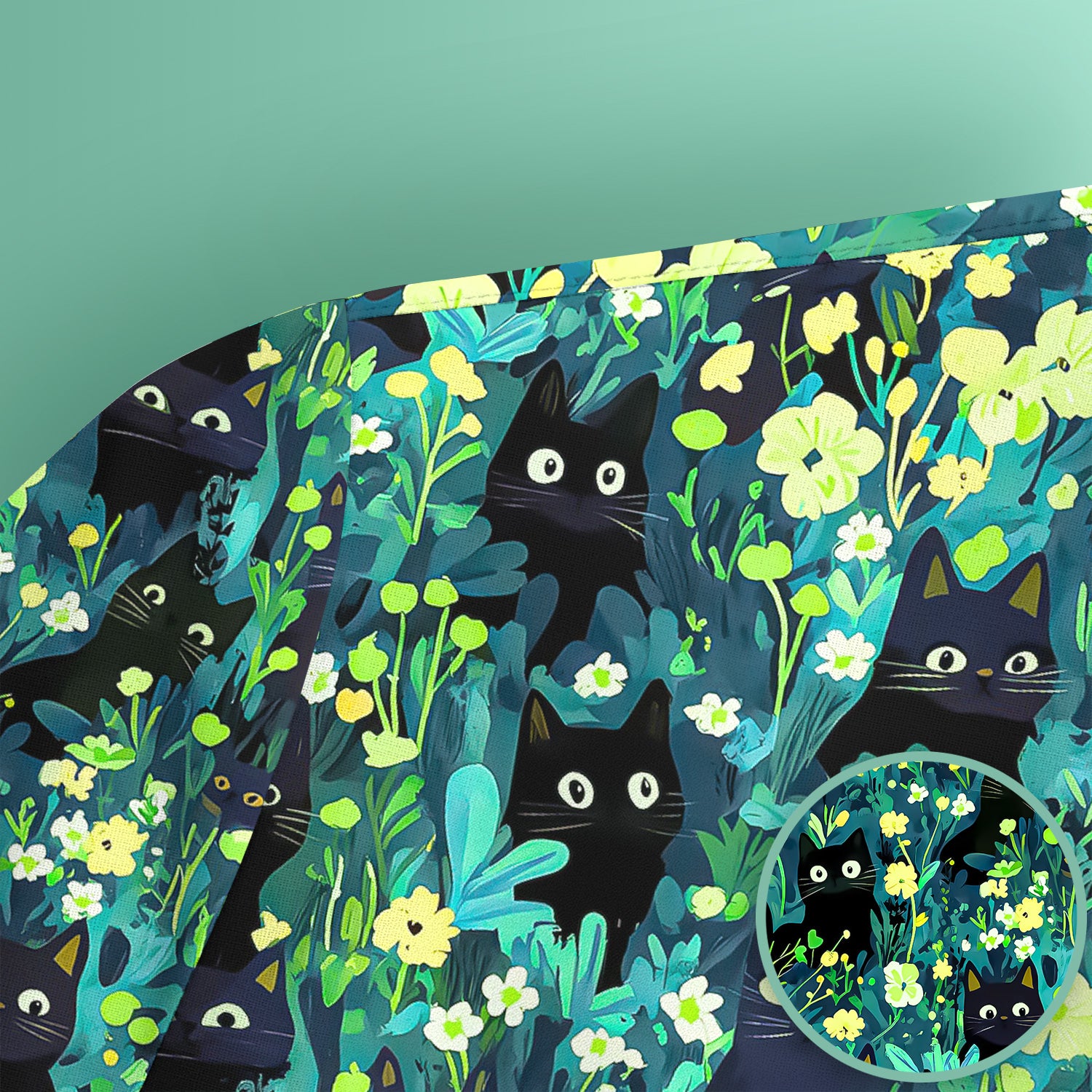 Black Cat Floral Pattern Scrub Top, Comfortable Scrubs for Nurses