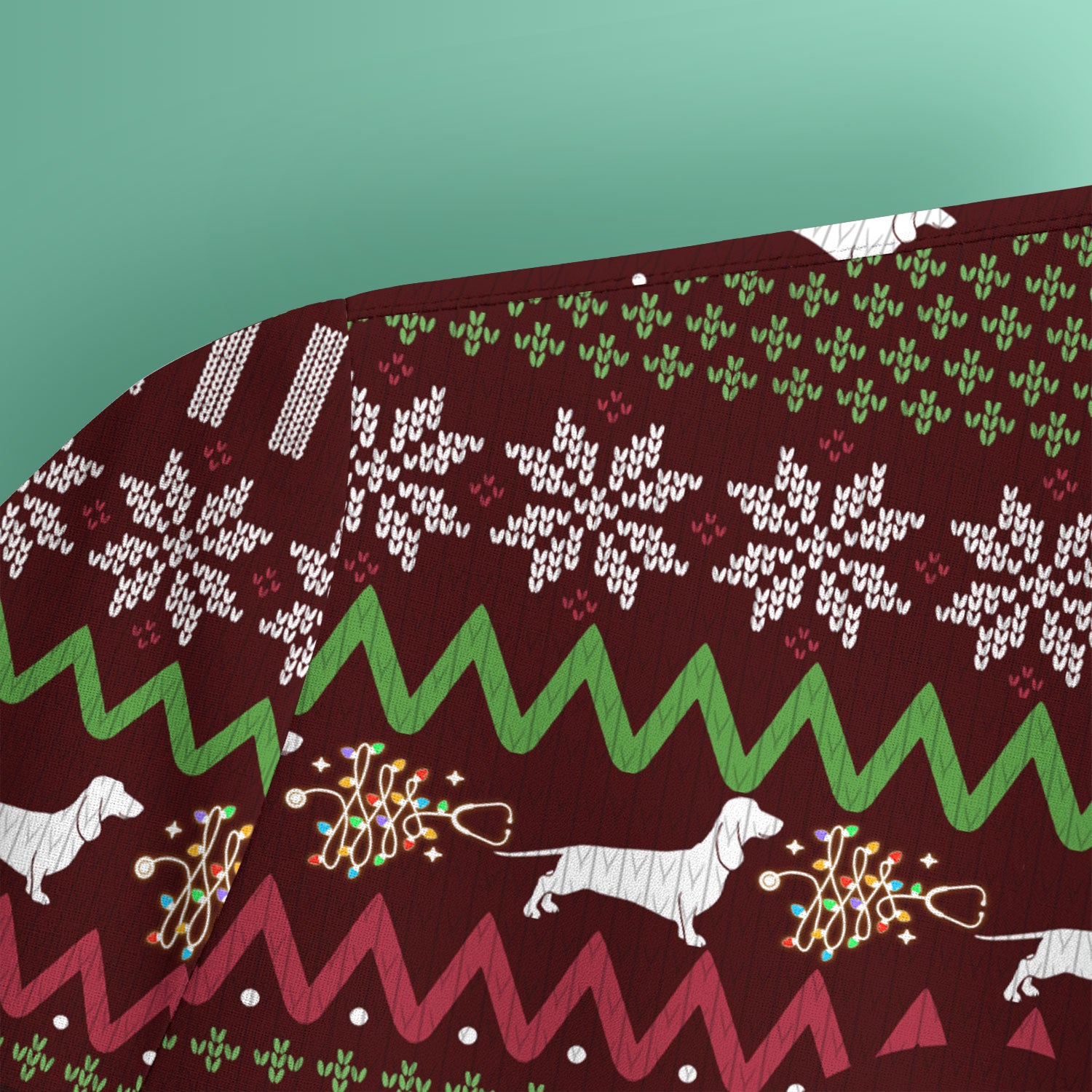 Dachshund Through The Snow Christmas Scrub Top - Funny Sausage Dog Xmas Tree Nurse Shirt - Cute Holiday Medical Uniform