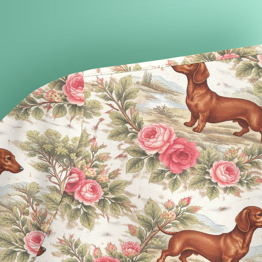 Vintage Dachshund Rose Floral Pattern Scrub Top, Comfortable Scrubs for Nurses