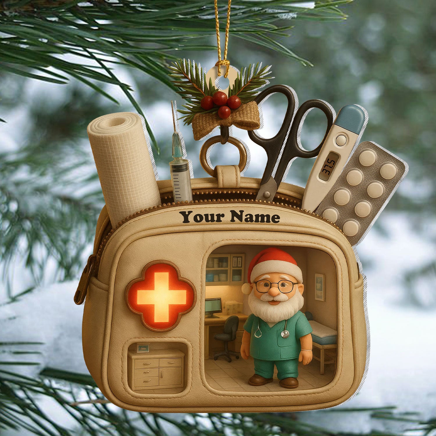 Custom Name Doctor Nurse Ornament, Medical Bag Christmas Decoration, RN LPN CNA Gift