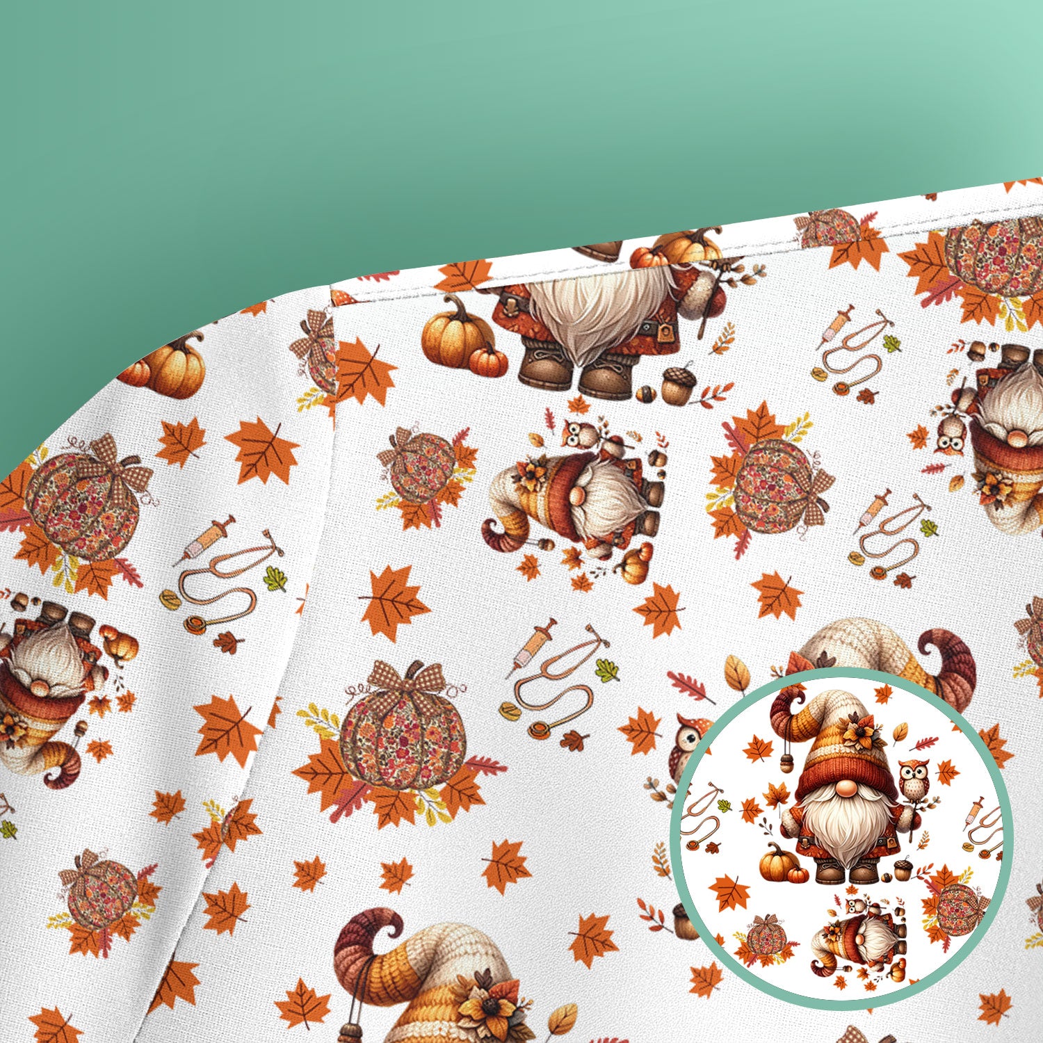 Autumn Leaves Pumpkin Scrubs for Women - Comfortable Scrubs for Nurses - Breathable Fabrics Nursing Uniform