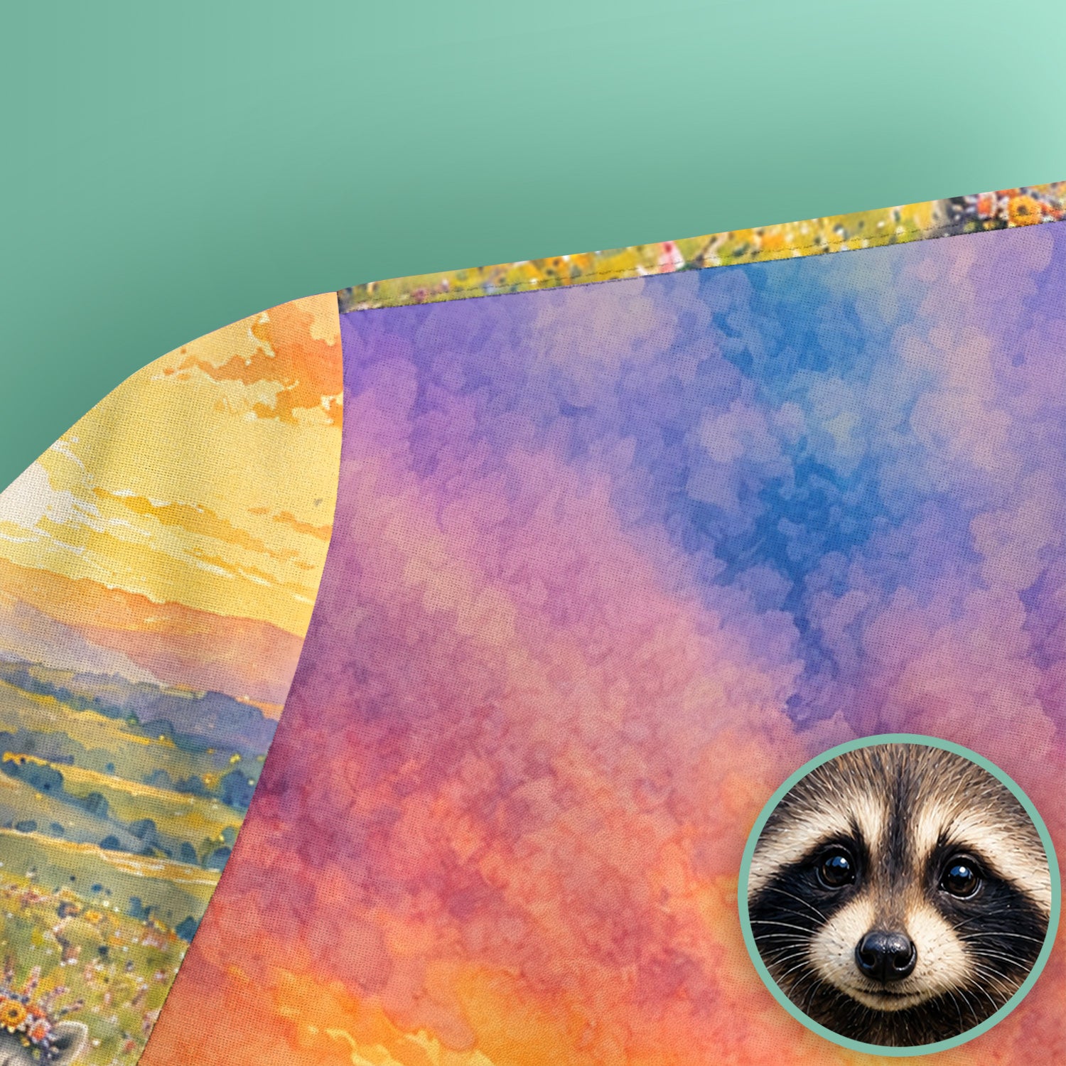 Floral Raccoon Meadow Veterinary Nurse Pattern Scrub Top, Comfortable Scrubs for Nurses