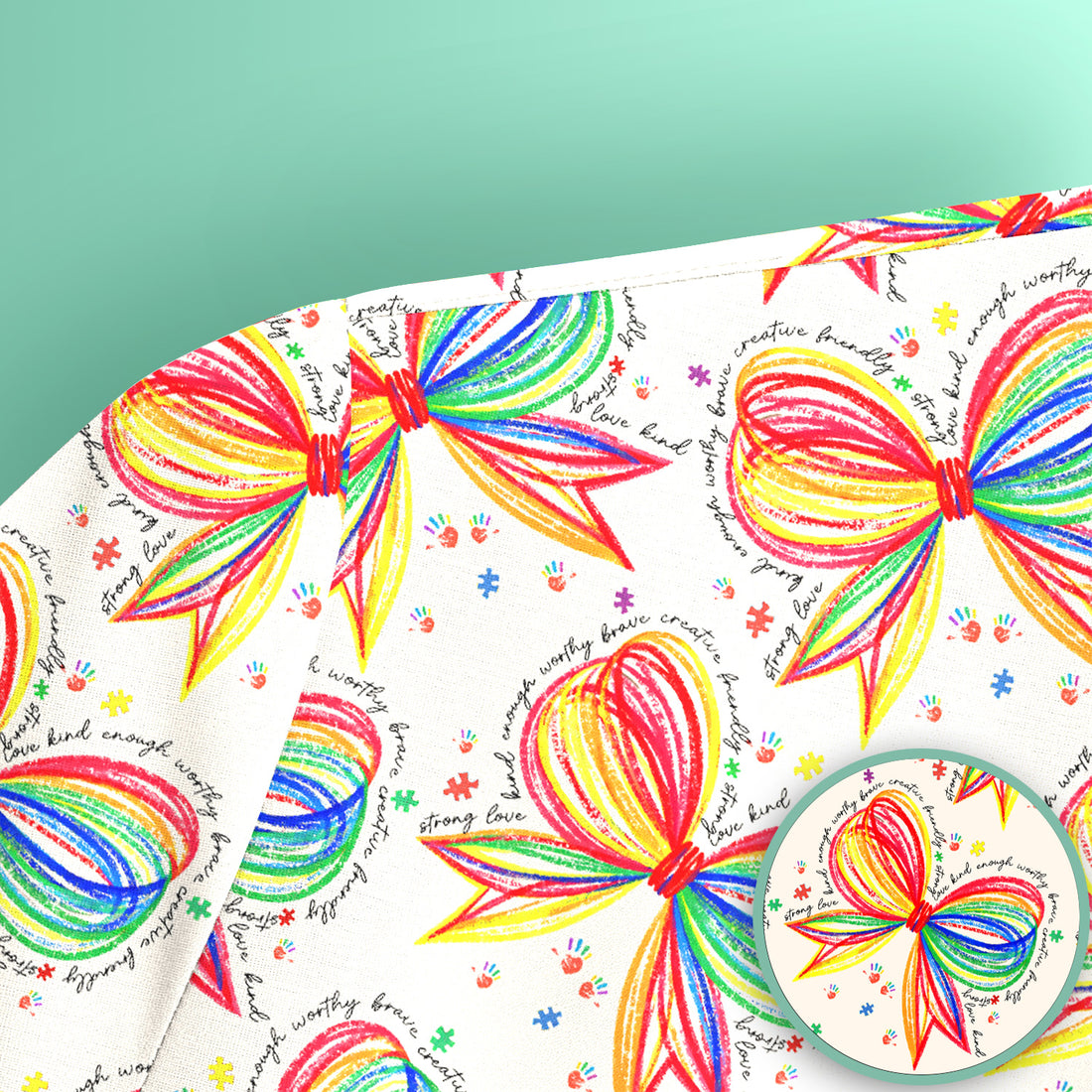 Colorful Rainbow Bow Pattern Scrub Top, Comfortable Scrubs for Nurses