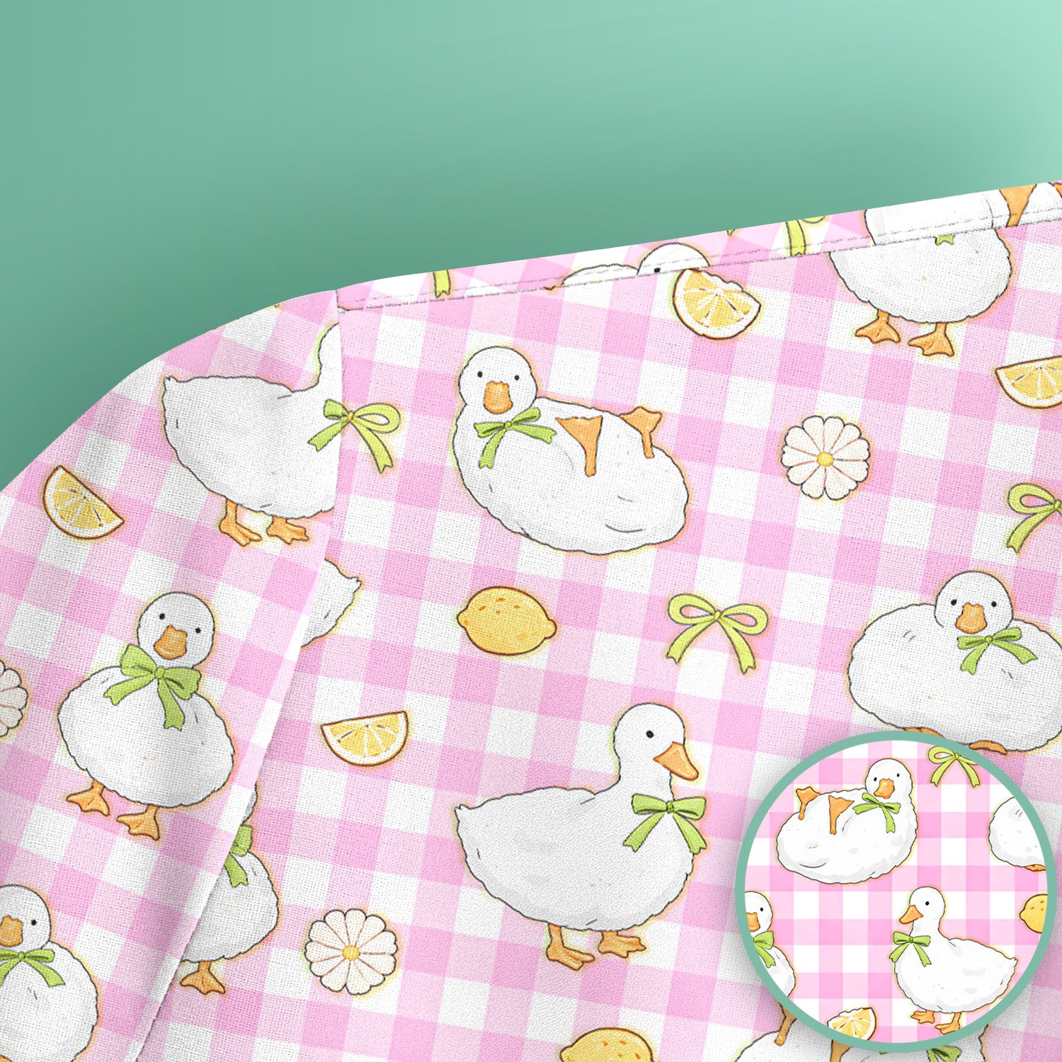 Adorable Ducks Lemon Daisy Pattern Scrubs Top, Comfortable Scrubs for Nurses