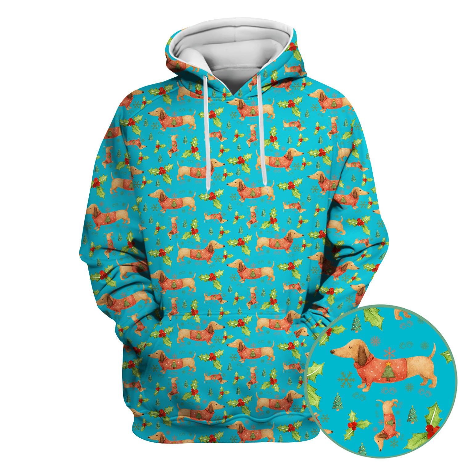 Festive Dachshund Scrub Top - Cute Sausage Dog Christmas Medical Uniform - Wiener Puppy Lover Gift