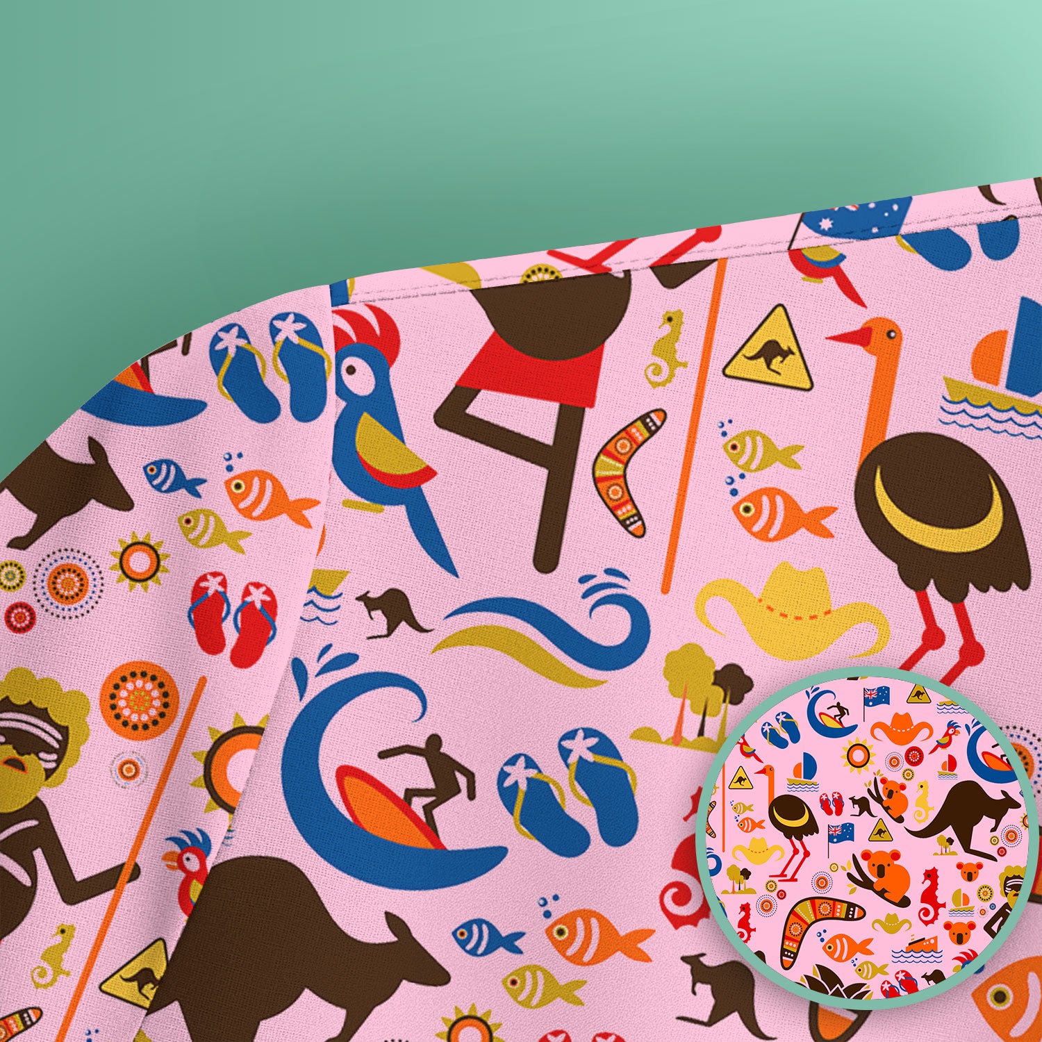 Indigenous Inspired Icon Scrub Top, Australia Culture Pattern Nurse Shirt, Comfortable Scrubs For Nursing