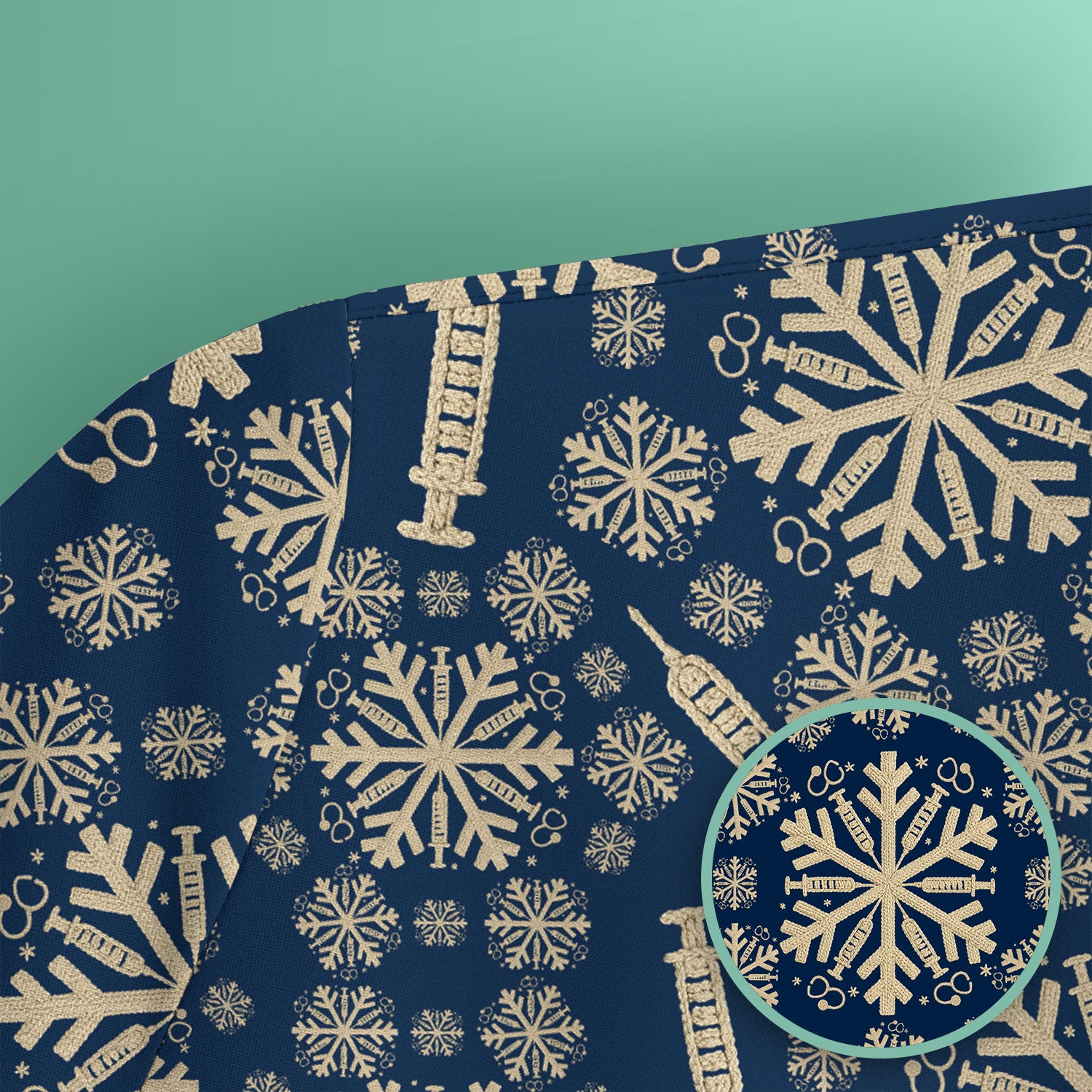 Snowflake Syringe Scrubs for Women - Festive Medical Top - Funny Christmas Scrub Shirt for Nurse - Holiday Gift