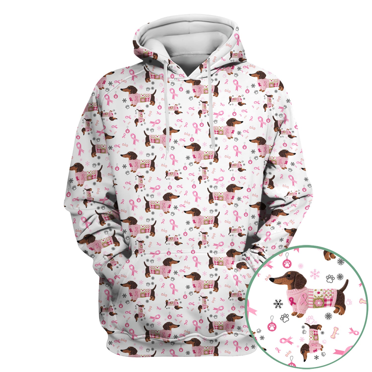Dachshund Breast Cancer Awareness Scrub - Puppy Dog Pink Ribbon Nurse Shirt - Wiener Support Fight Cancer Gift