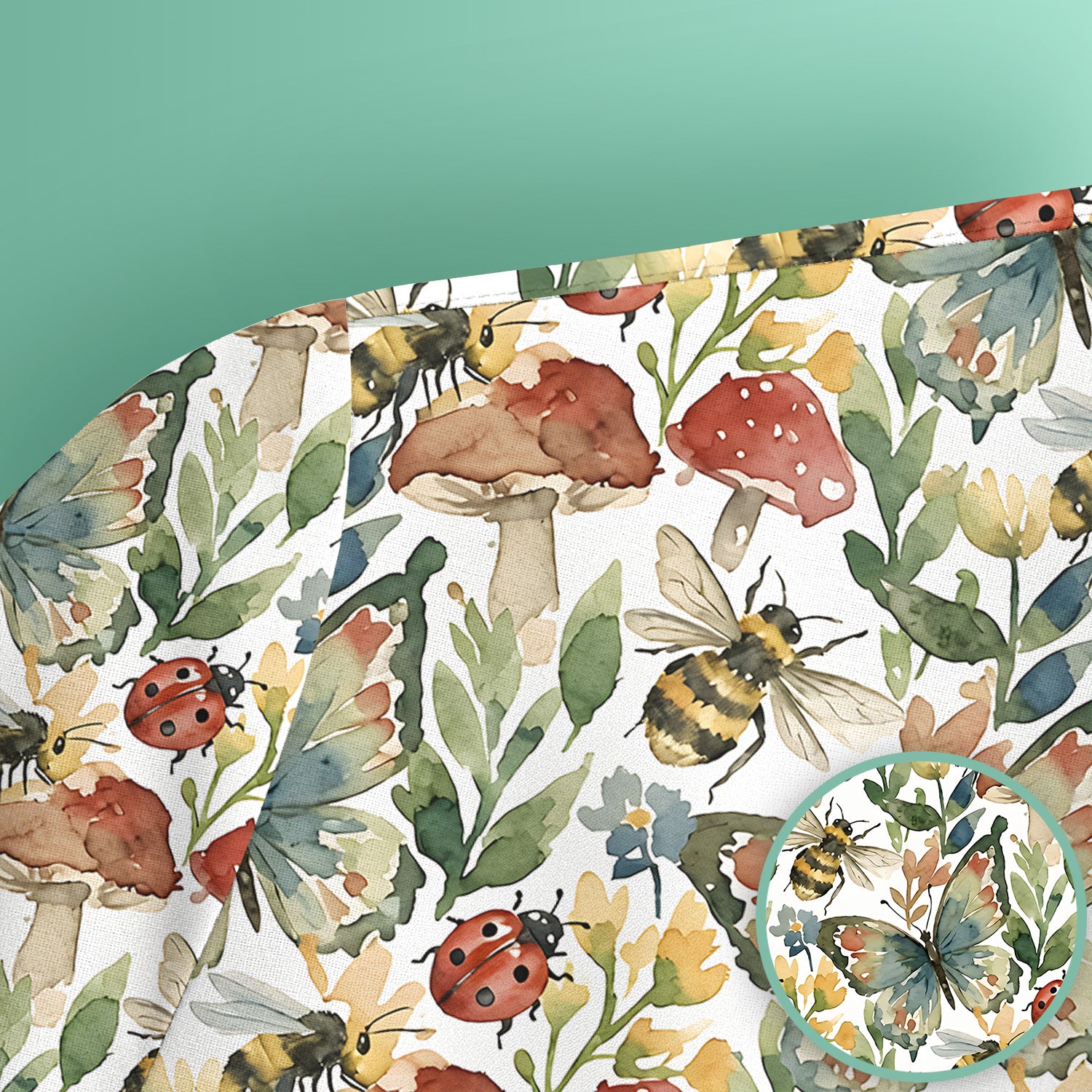Butterfly Bee With Floral Mushroom Scrub Top, Comfortable Scrubs for Nurses