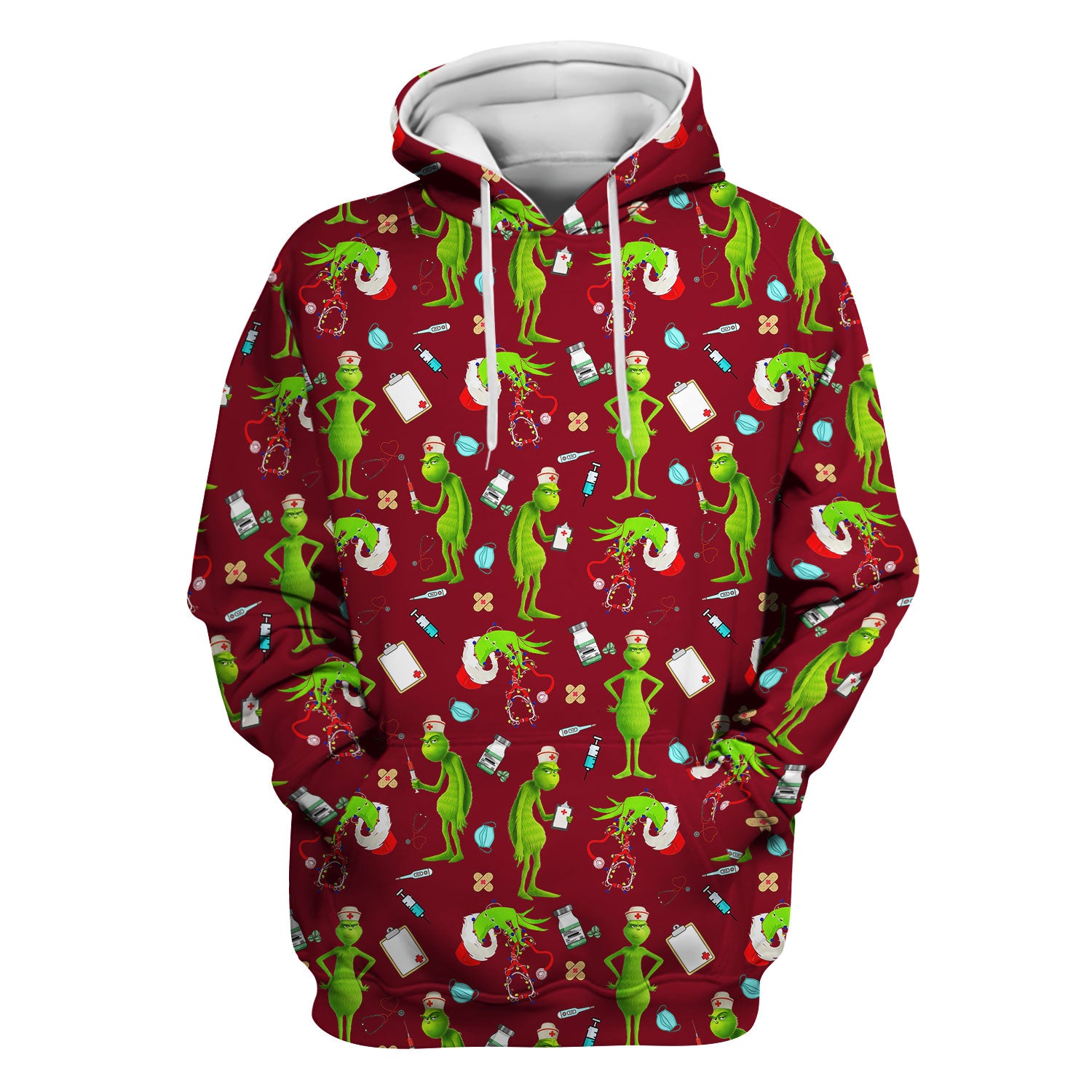 Custom Grinch Nurse Scrub Top - Funny Christmas Scrub Shirt Multi Color - Cute Holiday Nursing Workwear with Pockets