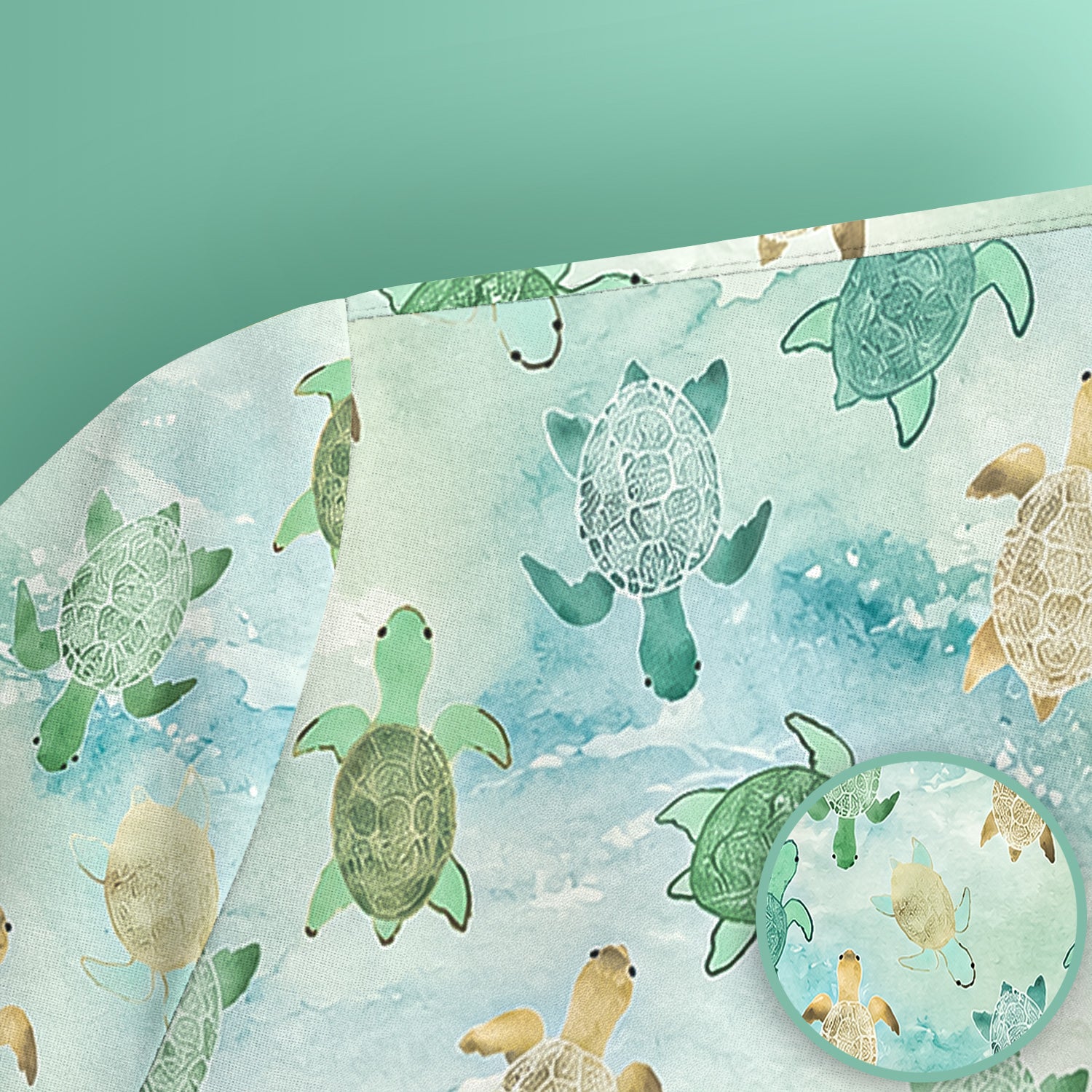 Watercolor Sea Turtle Pattern Scrub Top, Comfortable Scrubs for Nurses
