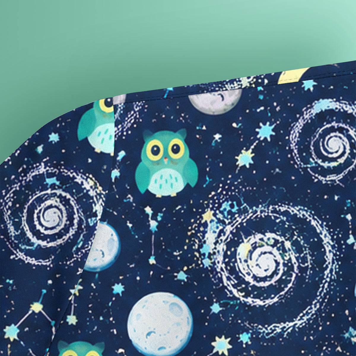 Cute Night Owl Galaxy Pattern Scrub Top, Comfortable Scrubs for Nurses