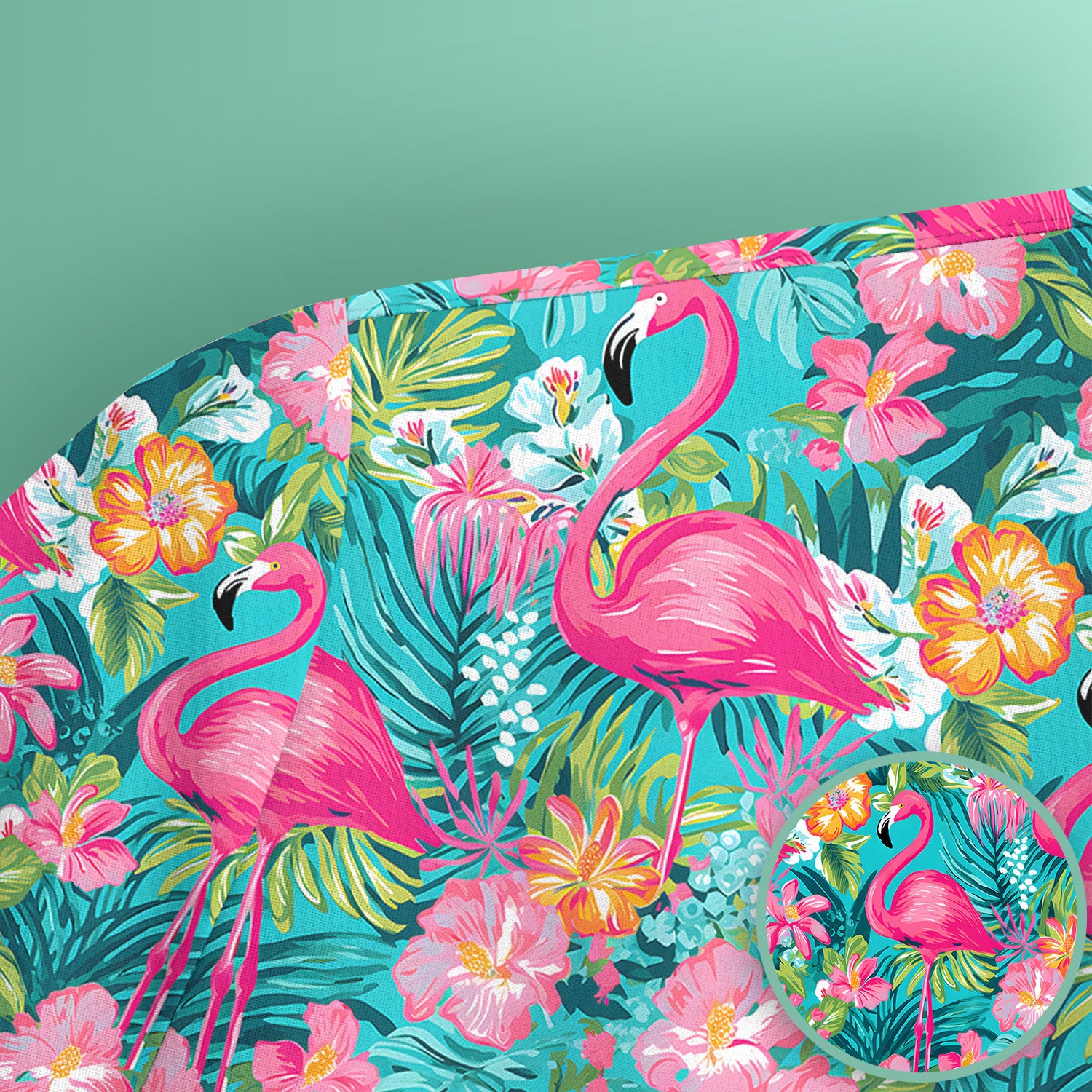 Tropical Flamingo Floral Pattern Scrub Top, Comfortable Scrubs for Nurses