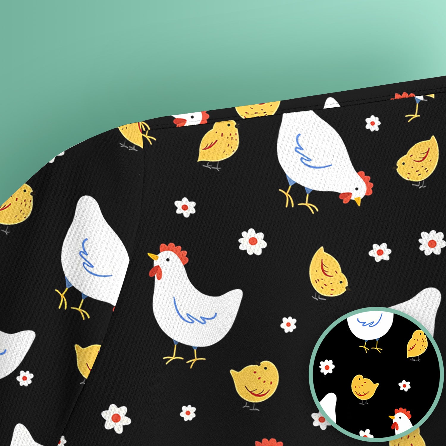 Chicken And Cute Chicks Pattern Scrubs Top, Comfortable Scrubs for Nurses