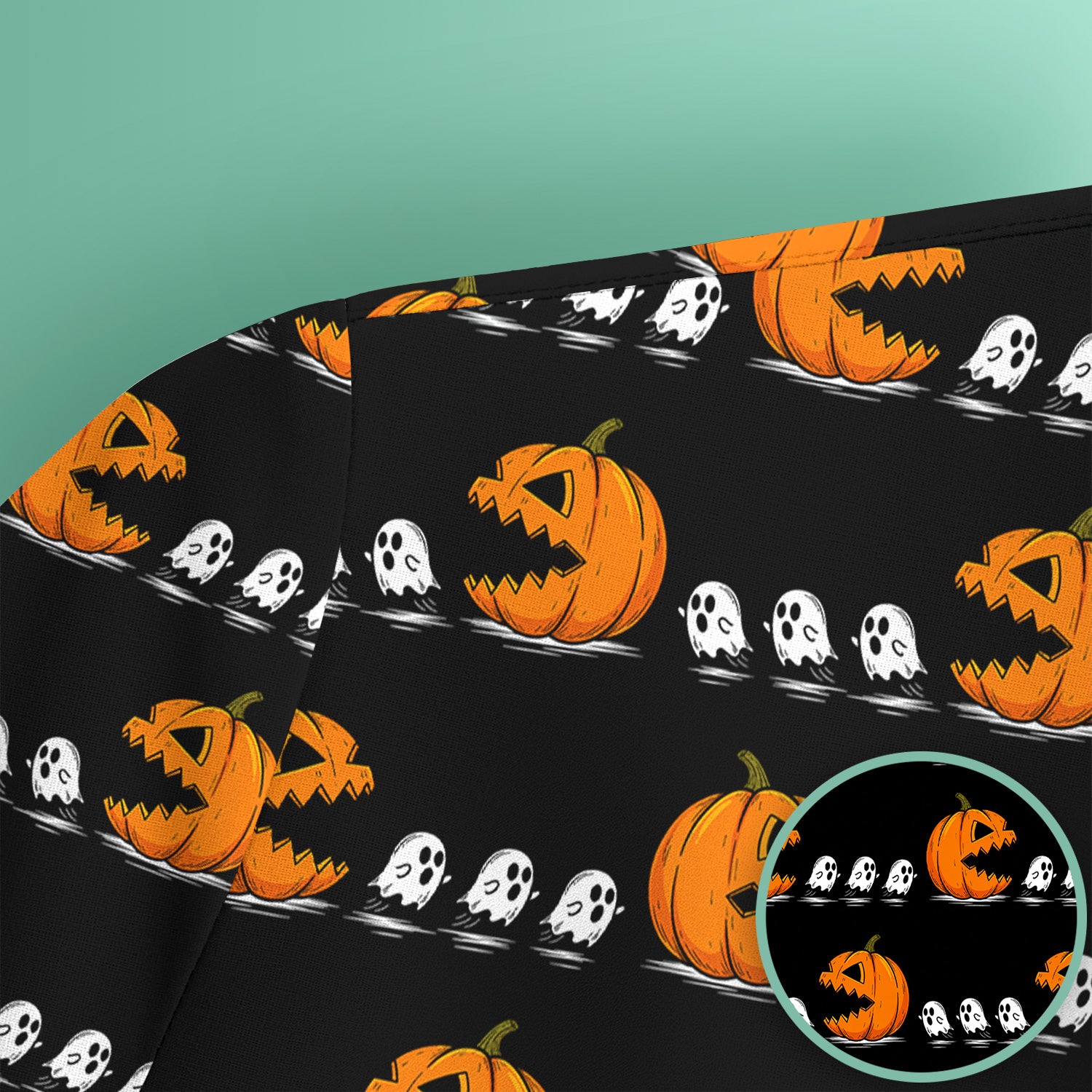 Spooky Halloween Pumpkin Ghost Scrub Top, Comfortable Scrubs for Nurses