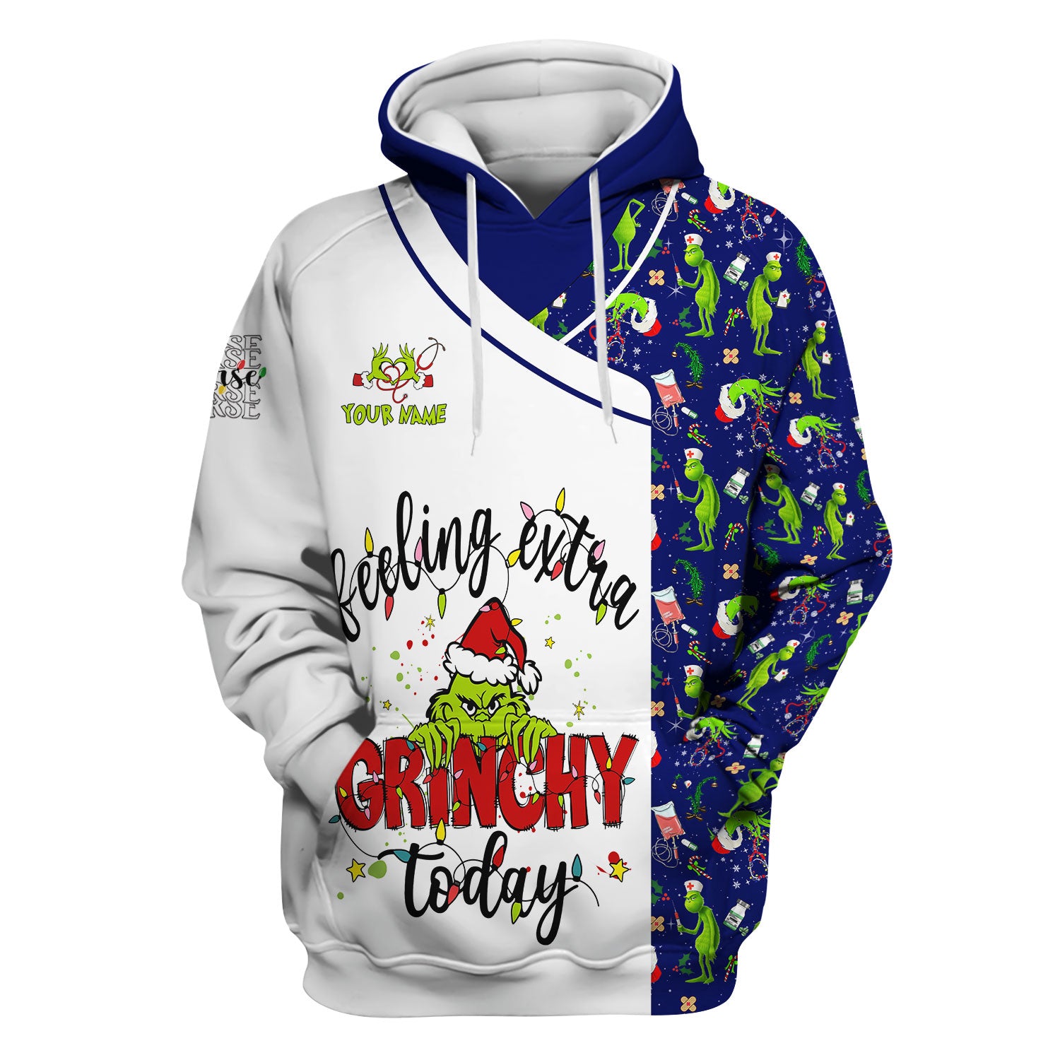 Custom Grinch Nurse Scrub Top Multi Color - Feeling Extra Grinchy Today Christmas Scrub Shirt - Funny Holiday Nursing Workwear