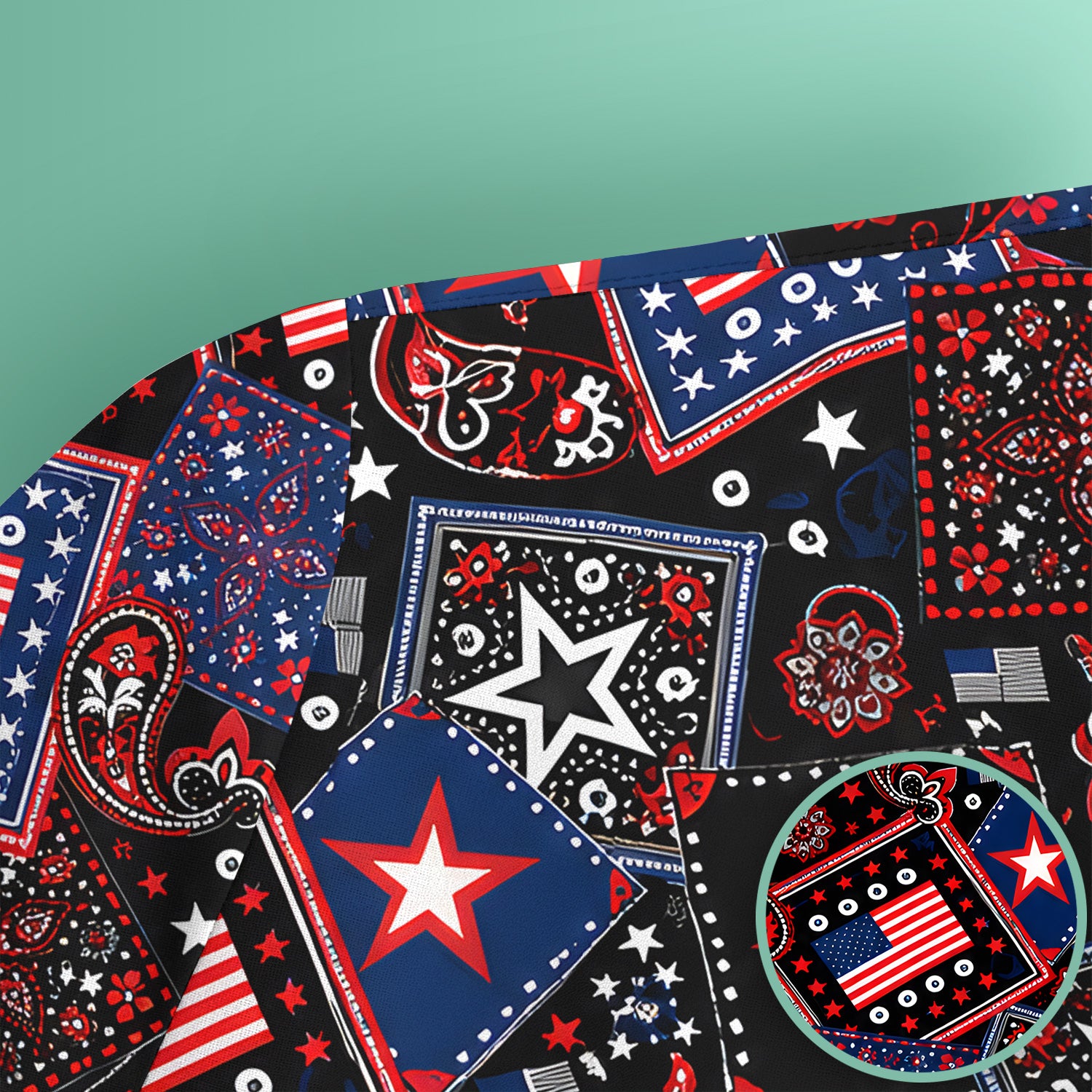 Patriotic Bandana With USA Flag Pattern Scrub Top, Comfortable Scrubs for Nurses
