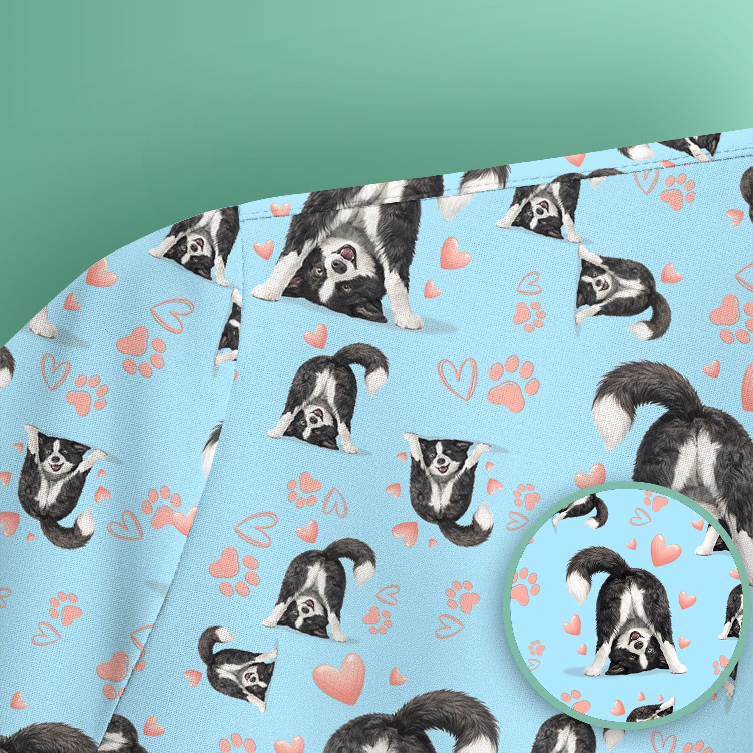 Cute Puppy Heart Medical Pattern Scrub Top, Comfortable Scrubs for Nurses