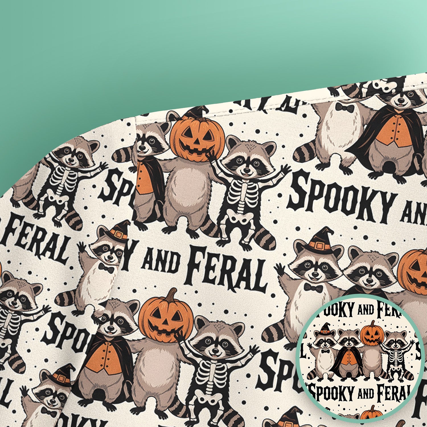 Spooky and Feral Raccoon Print Scrub Top, Comfortable Scrubs for Nurses