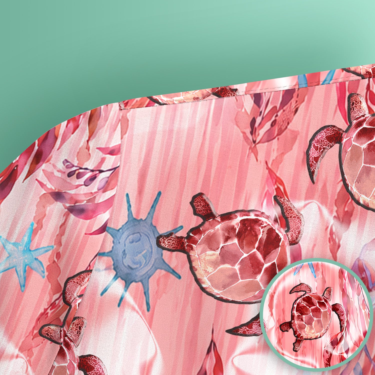 Pink Sea Turtle Ocean Pattern Scrub Top, Comfortable Scrubs for Nurses