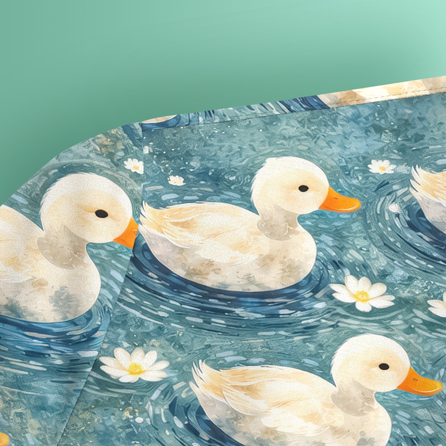 Charming Duck Pond Scrub Top, Peaceful Waterfowl Print Nursing Uniform, Breathable Medical Scrubs