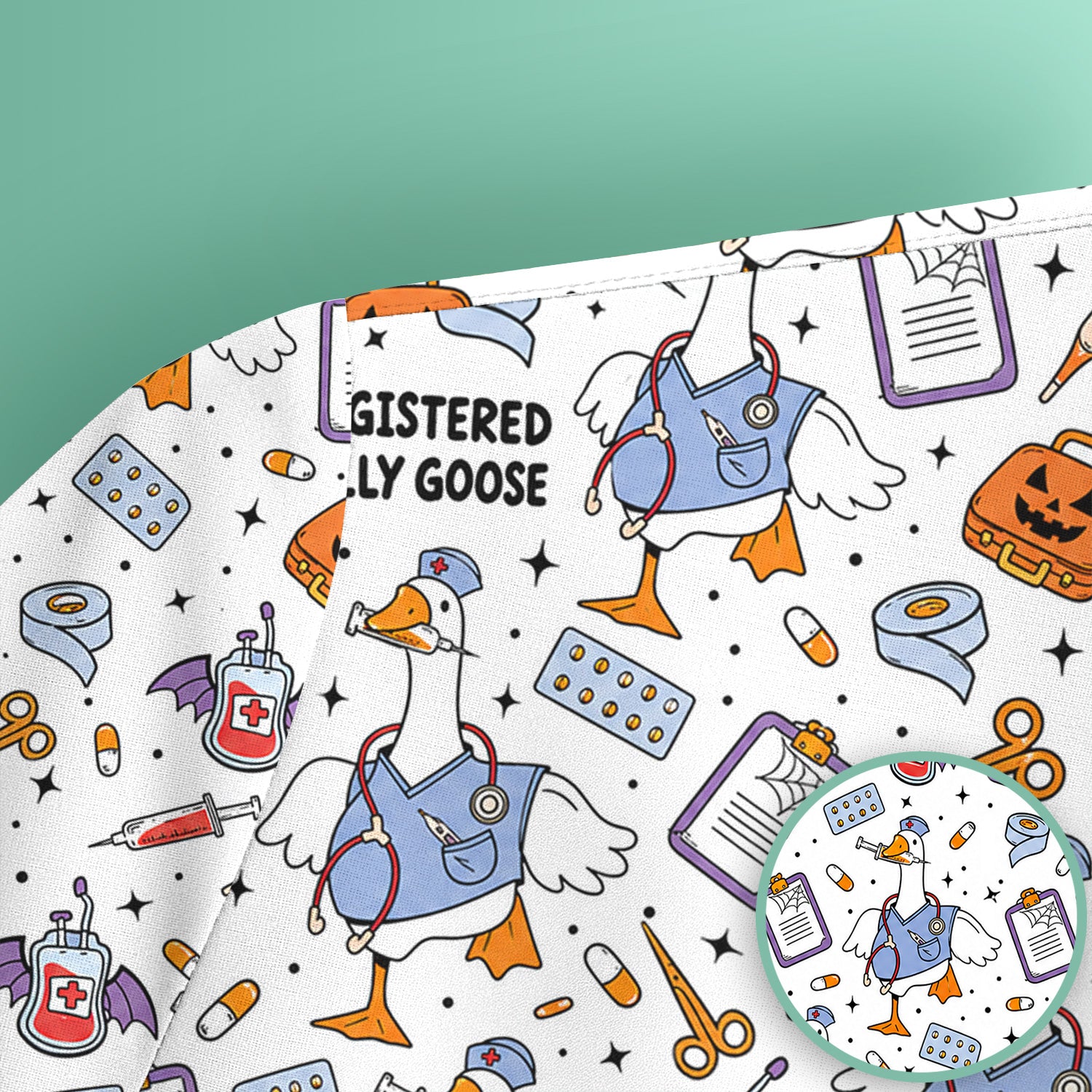 Funny Halloween Registered Silly Goose Scrub Top, Comfortable Scrubs for Nurses