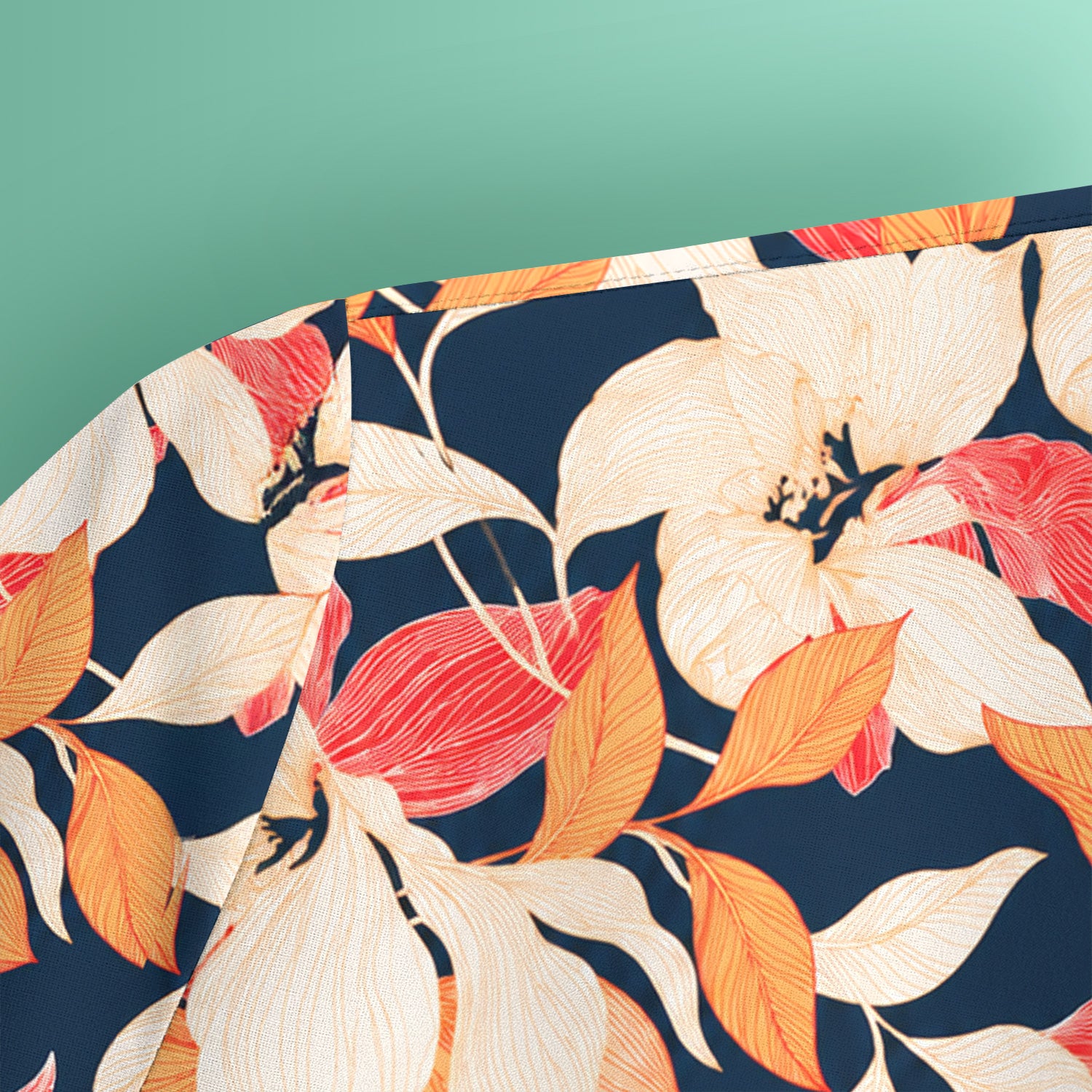 Elegant Ivory Lily Leaves Pattern Scrub Top, Comfortable Scrubs for Nurses