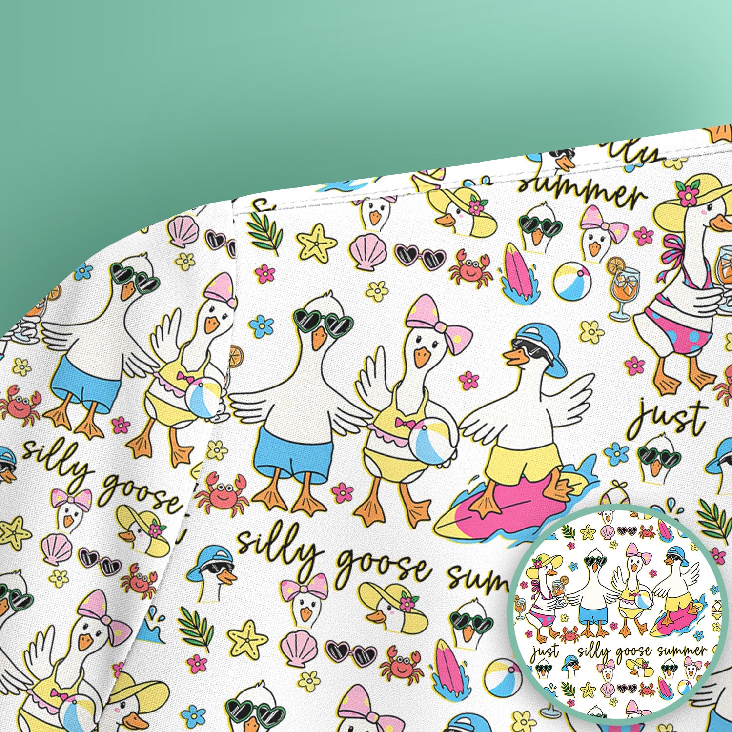 Silly Goose Summer Pattern Scrub Top, Breathable Fabrics Nursing Uniform