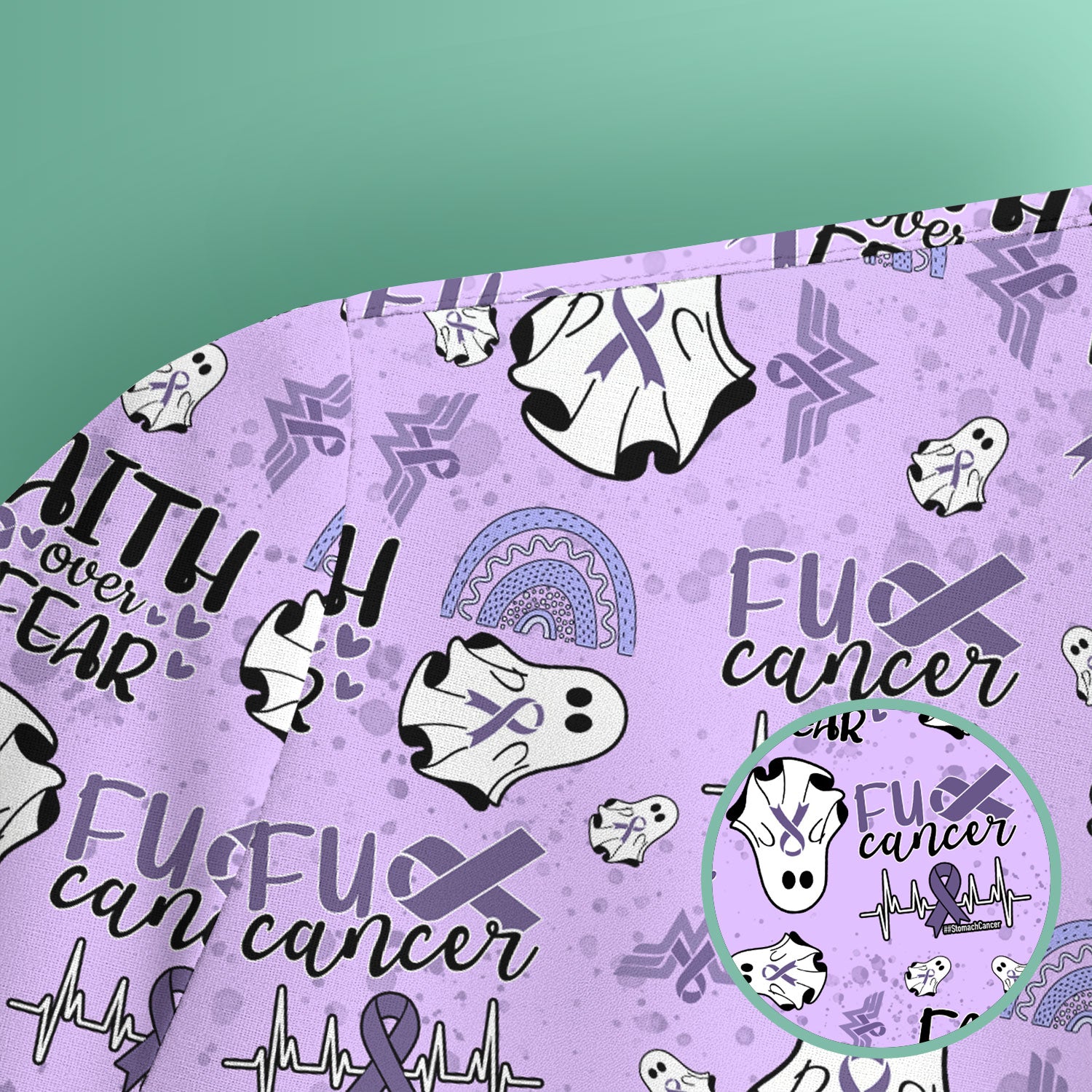 Periwinkle Ribbon Stomach Cancer Scrub Top - Awareness Nurse Shirt - November Warrior Survivor Medical Uniform Gift