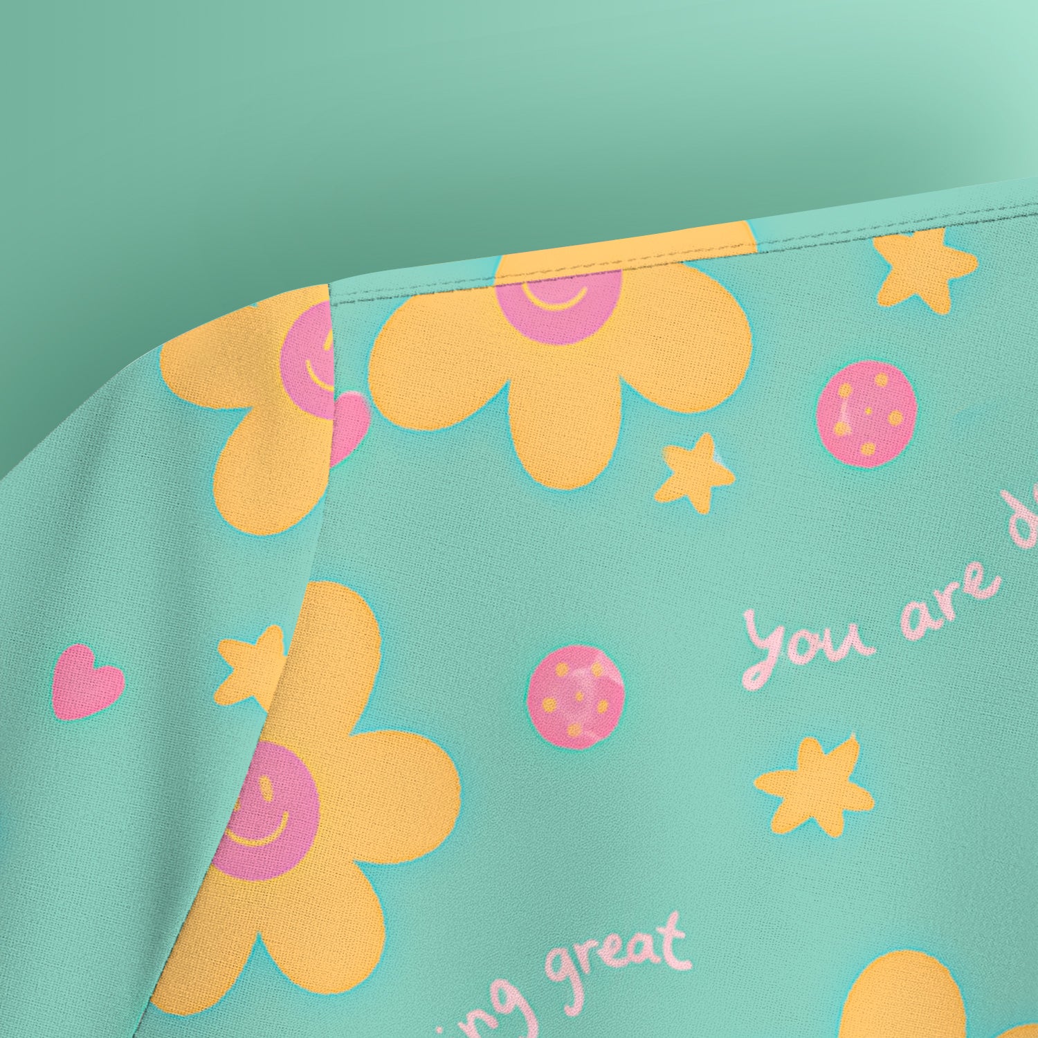 Cheerful Smiley Flower Pattern, Positive Medical Scrub Top, Comfortable Scrubs for Nurses