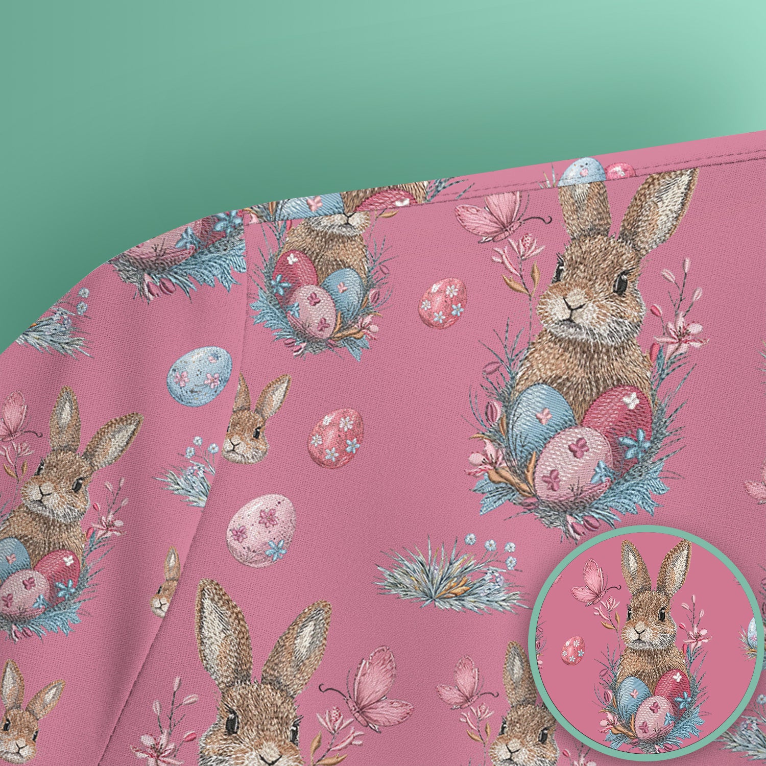 Pastel Easter Bunny Nest Pattern Scrub Top, Comfortable Scrubs for Nurses